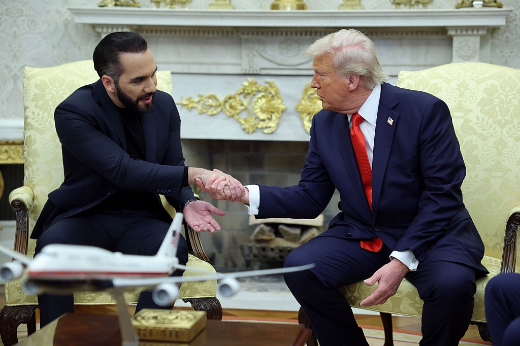 President Donald Trump  meets with President Nayib Bukele of El Salvador in the Oval Office.