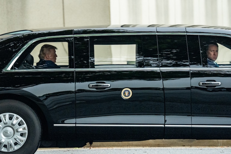 President Donald Trump departs Walter Reed National Military Medical Center, Tuesday, May 26, 2026, in Bethesda, Md.
