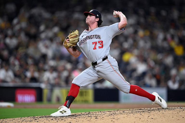Washington Nationals left-hander Erik Tolman pitches against the San Diego Padres during the eighth inning Tuesday.