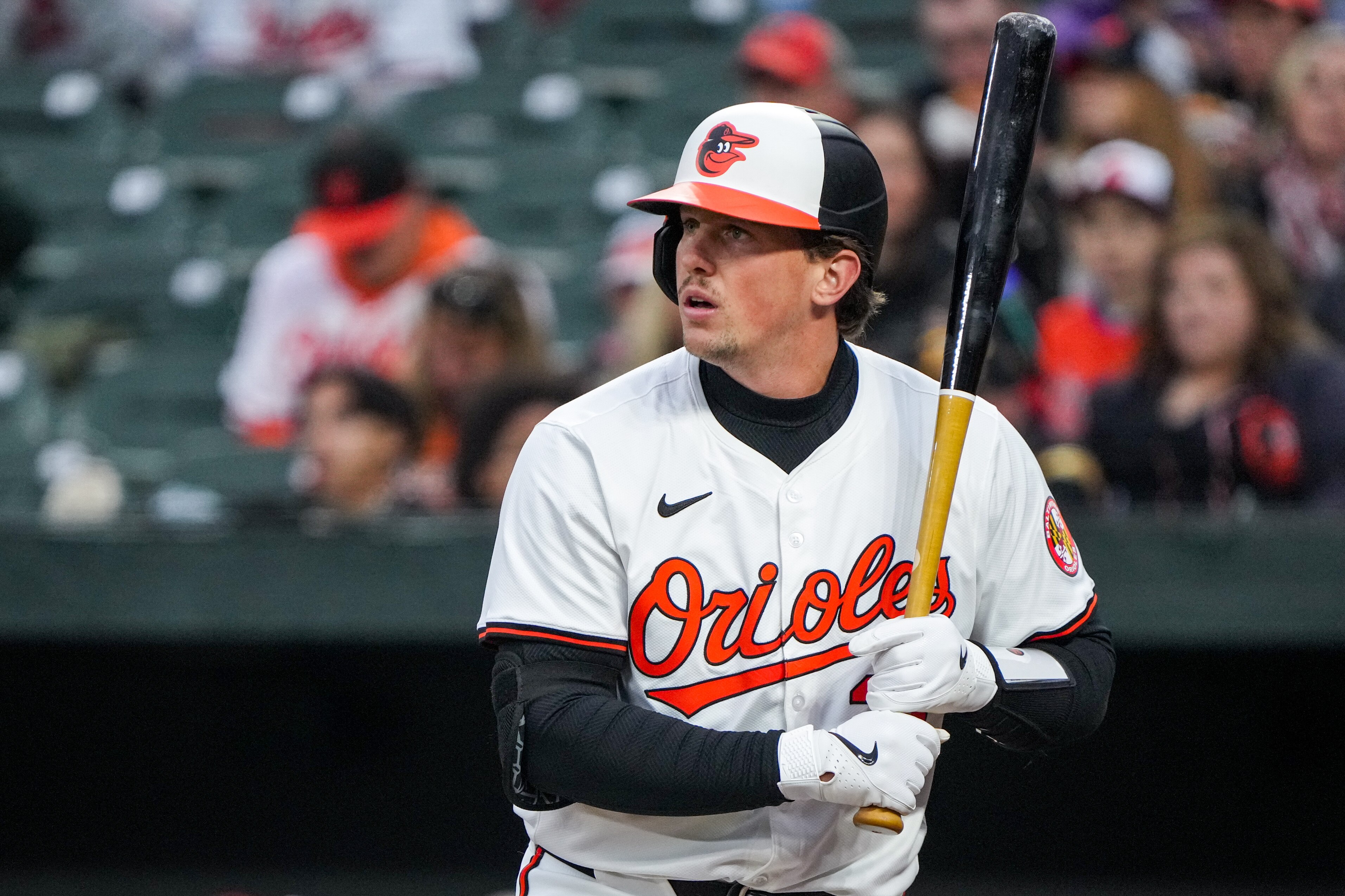 Adley Rutschman is hitting .352 with a .996 on-base-plus-slugging percentage as a DH (31 games) and .232 with a .662 OPS as a catcher (60 games).