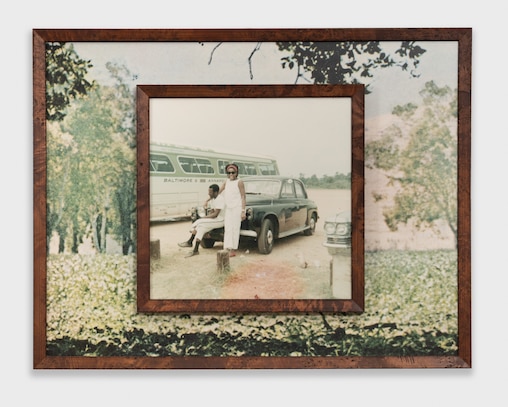 Bria Sterling-Wilson’s “The Get Together” is a collage made with images from her grandmother’s photo albums and cutouts from old magazines.