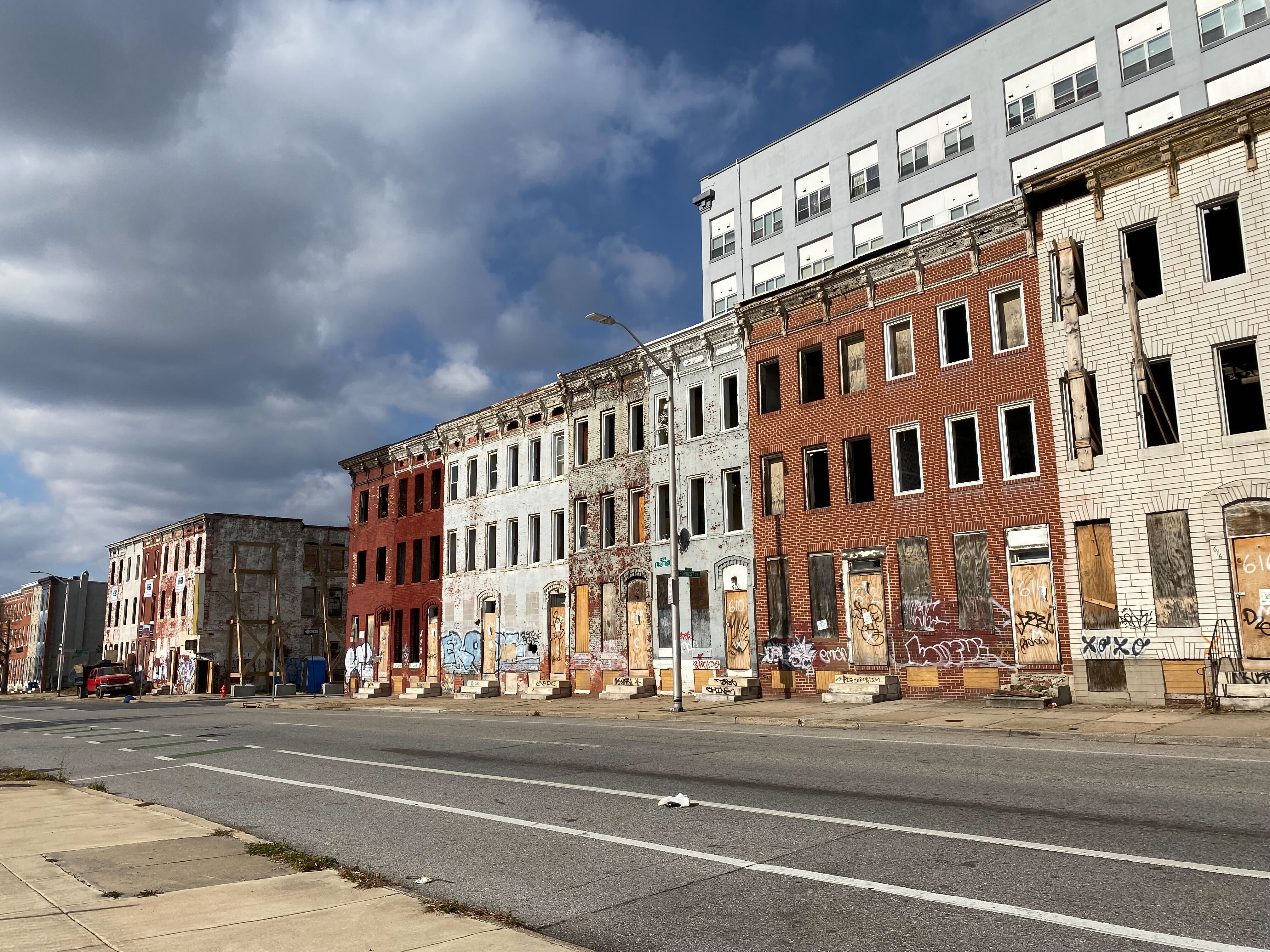 Properties on Biddle Street in Johnston Square that ReBUILD Metro will convert into housing for school employees in a January file photo.