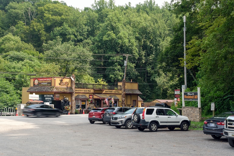 The Patapsco Valley State Park's Woodstock area lacks dedicated parking, prompting many visitors to drop their vehicles near the adjacent Woodstock Inn, pictured.