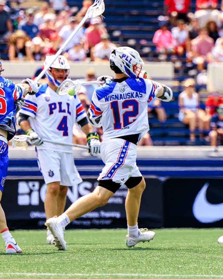 Attackman Logan Wisnauskas of the Denver Outlaws plays in the PLL All-Star Game at the Navy-Marine Corps Memorial Stadium in Annapolis on July 5.
