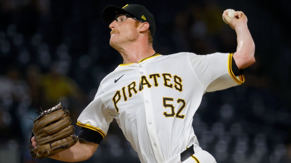 PITTSBURGH, PA - AUGUST 26: Brady Feigl #52 of the Pittsburgh Pirates makes his major league debut in the seventh inning against the Chicago Cubs at PNC Park on August 26, 2024 in Pittsburgh, Pennsylvania.  (Photo by Justin K. Aller/Getty Images)