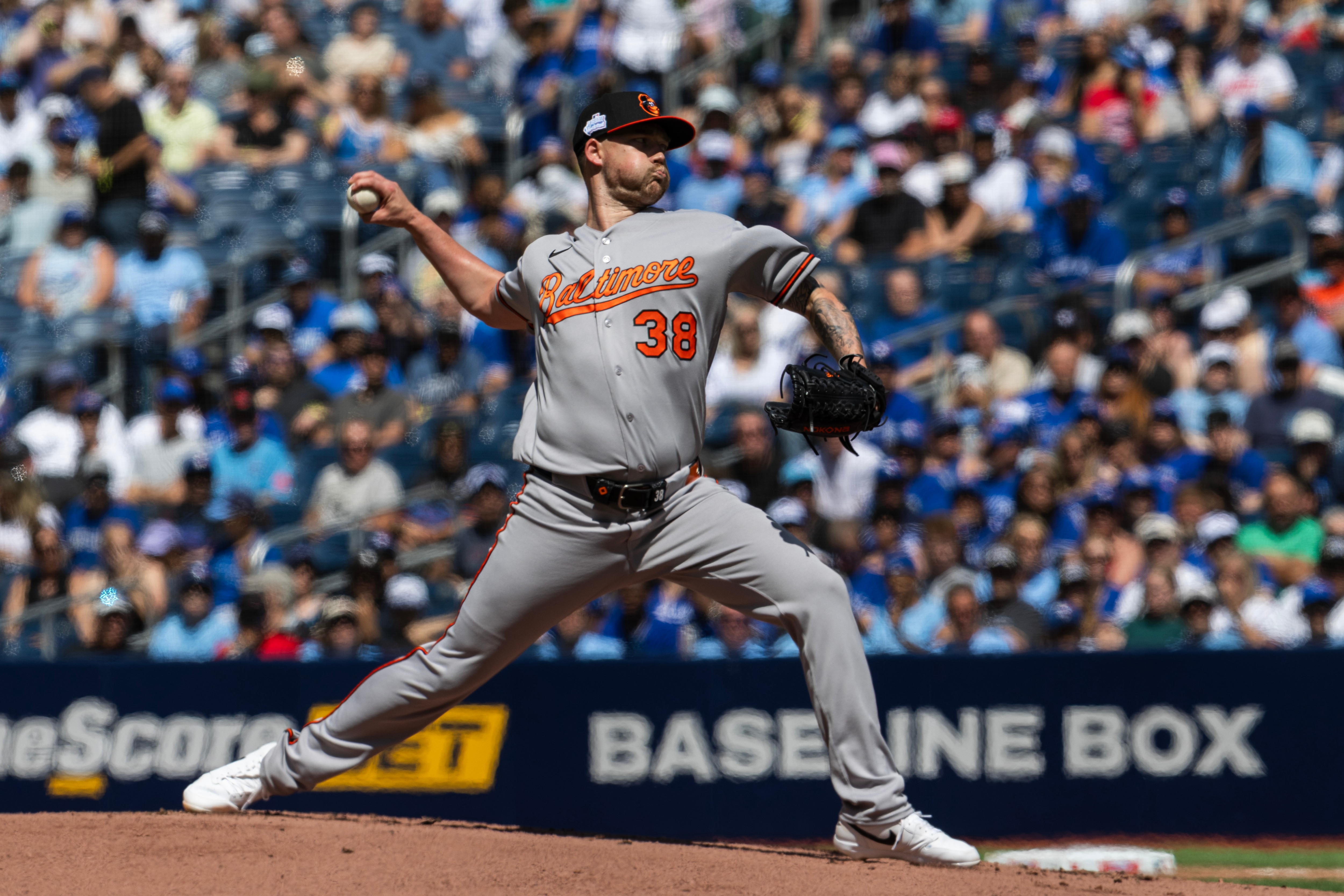 Kyle Bradish allowed nine hits and five runs in four innings Saturday in Toronto.