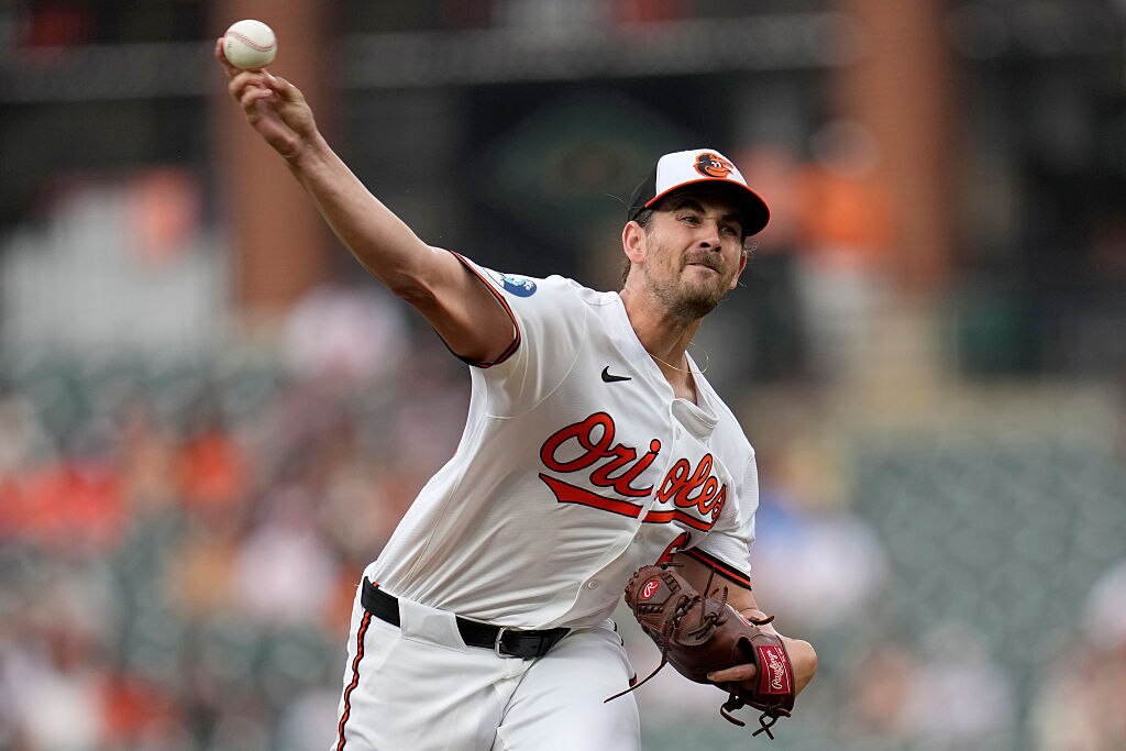 Dean Kremer pitches to the Seattle Mariners during the first inning.