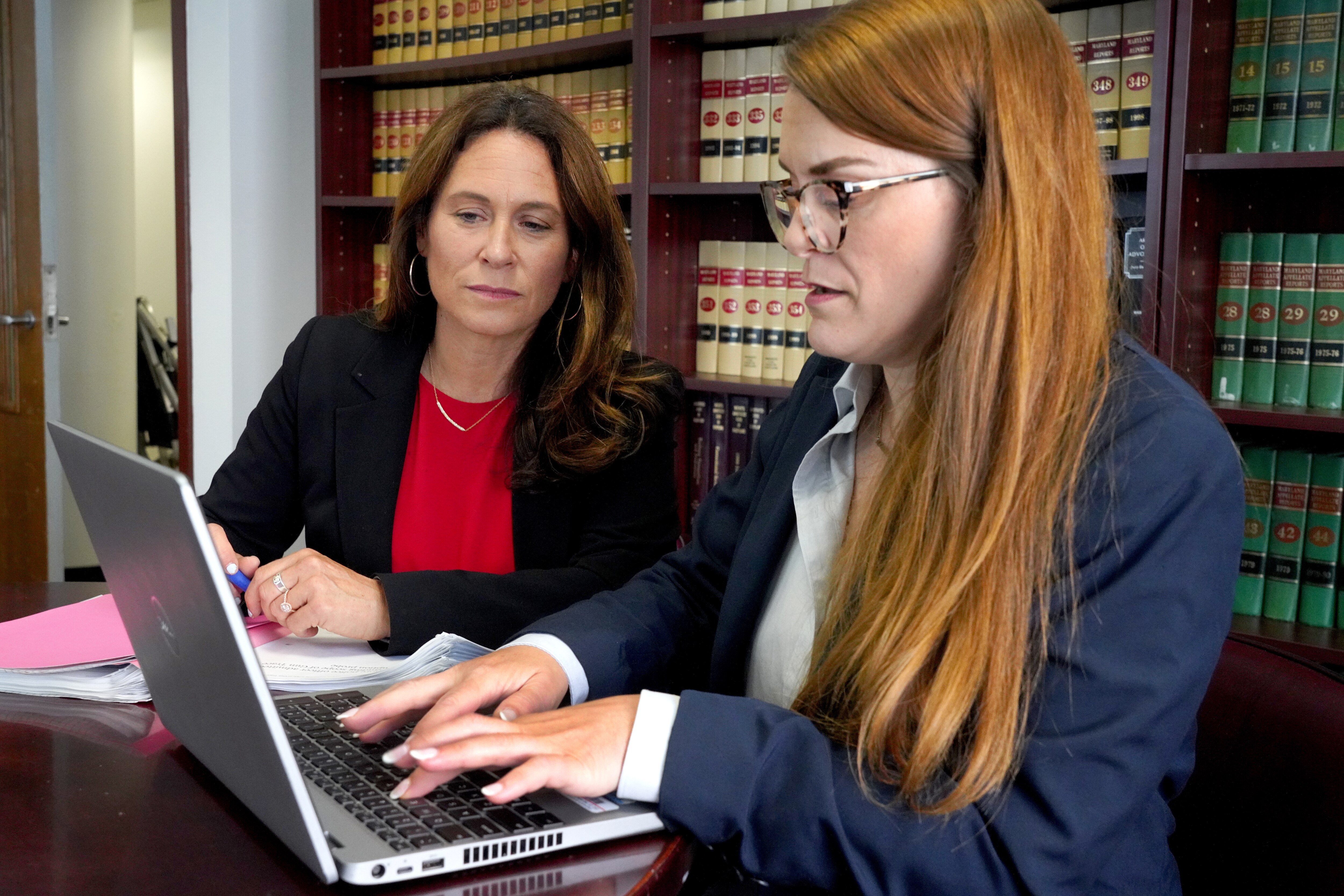The Maryland Public Defender's Office, led by director of special litigation Deborah Katz Levi (left) and Amelia McDonnell-Parry, have created a database that pulls in all kinds of information about allegations of police misconduct.