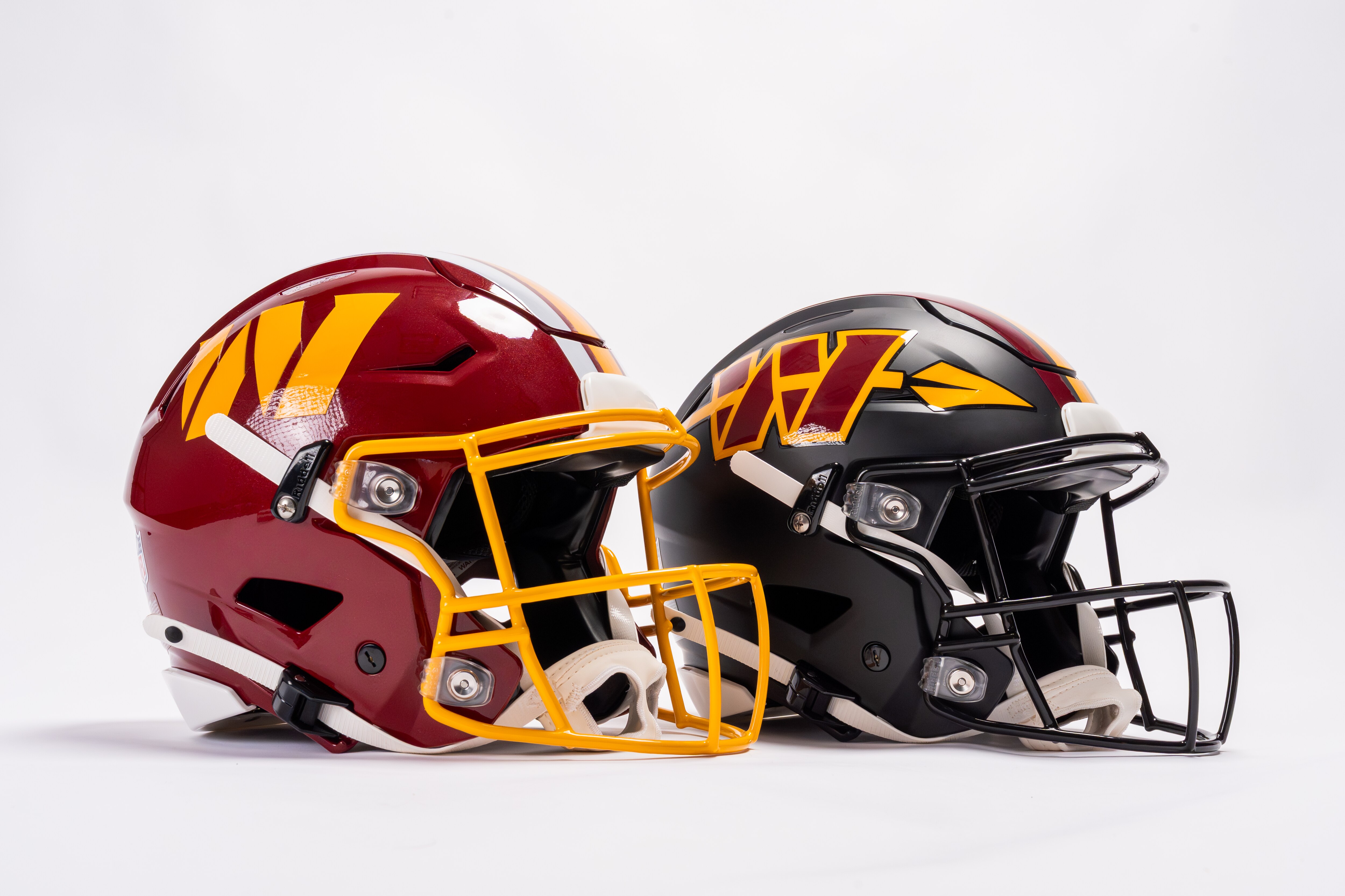 The two helmets the Washington Commanders will wear during the 2026 season.