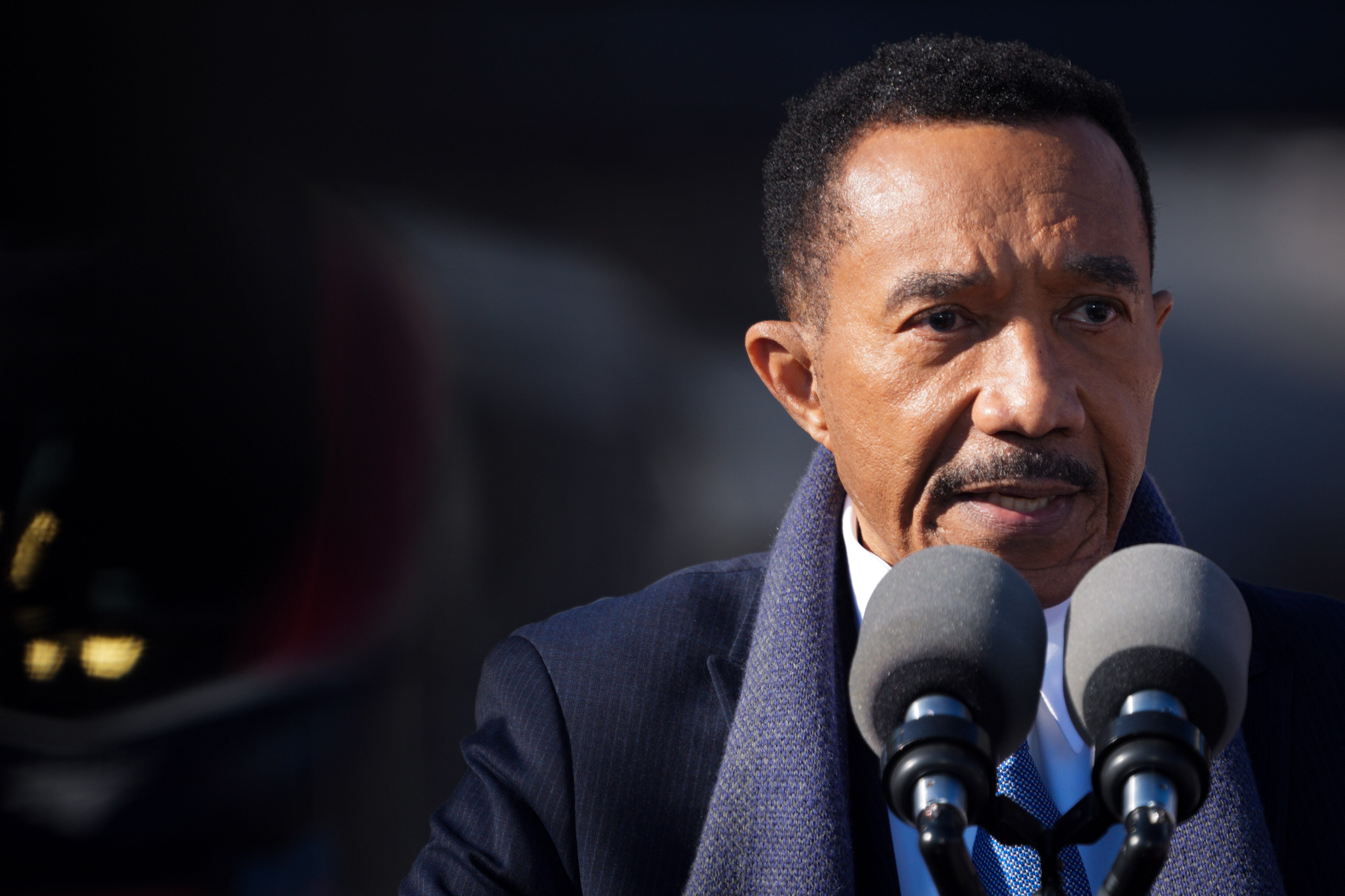 U.S. Rep. Kweisi Mfume speaks before President Joe Biden’s visit to Baltimore on 1/30/23. Biden touted Bipartisan Infrastructure Law funding—which will help to replace the 150-year-old Baltimore and Potomac Tunnel.