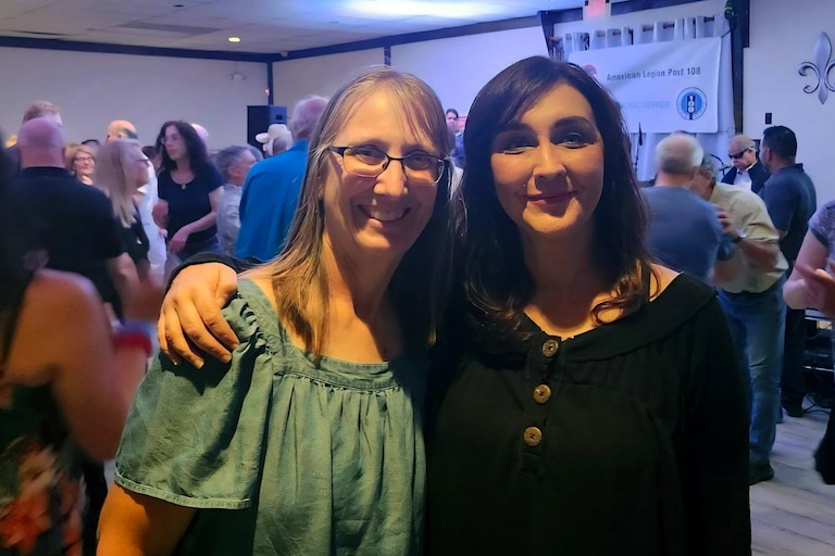 Amethyst Stephenson, right, with friend and former coworker Regina Gretschel.