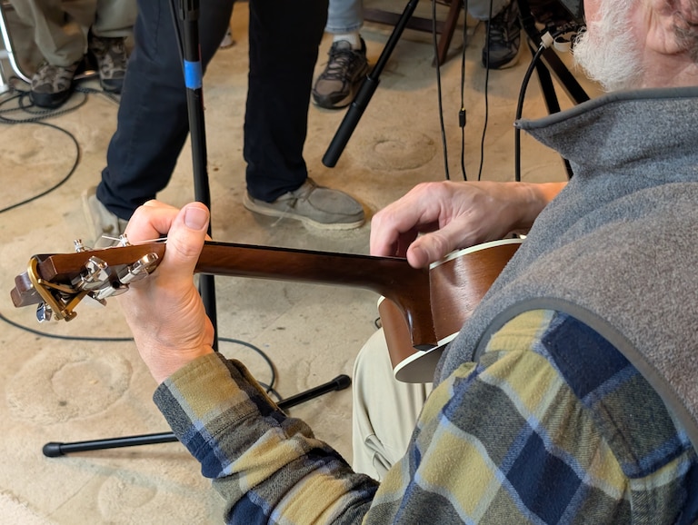 The Eastport Oyster Boys plays a litany of instruments, guitar, banjo, trombone, keyboard and melodica. Jefferson Holland, who's returning to the band for its 30th anniversary concert, brings the ukulele.