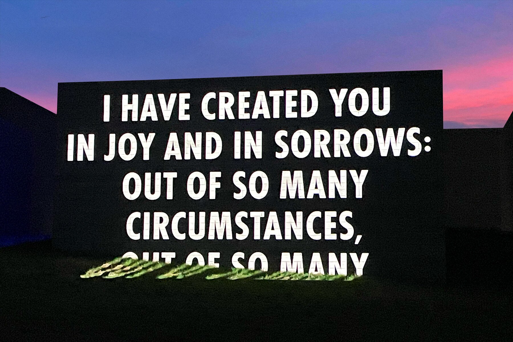 Glenstone will showcase "Jenny Holzer: what you love" from Nov. 6-9. The projections are a new work created for the Potomac museum. “In the Same Space” is from The Complete Poems of Cavafy by C. P. Cavafy, English translation by Rae Dalven.