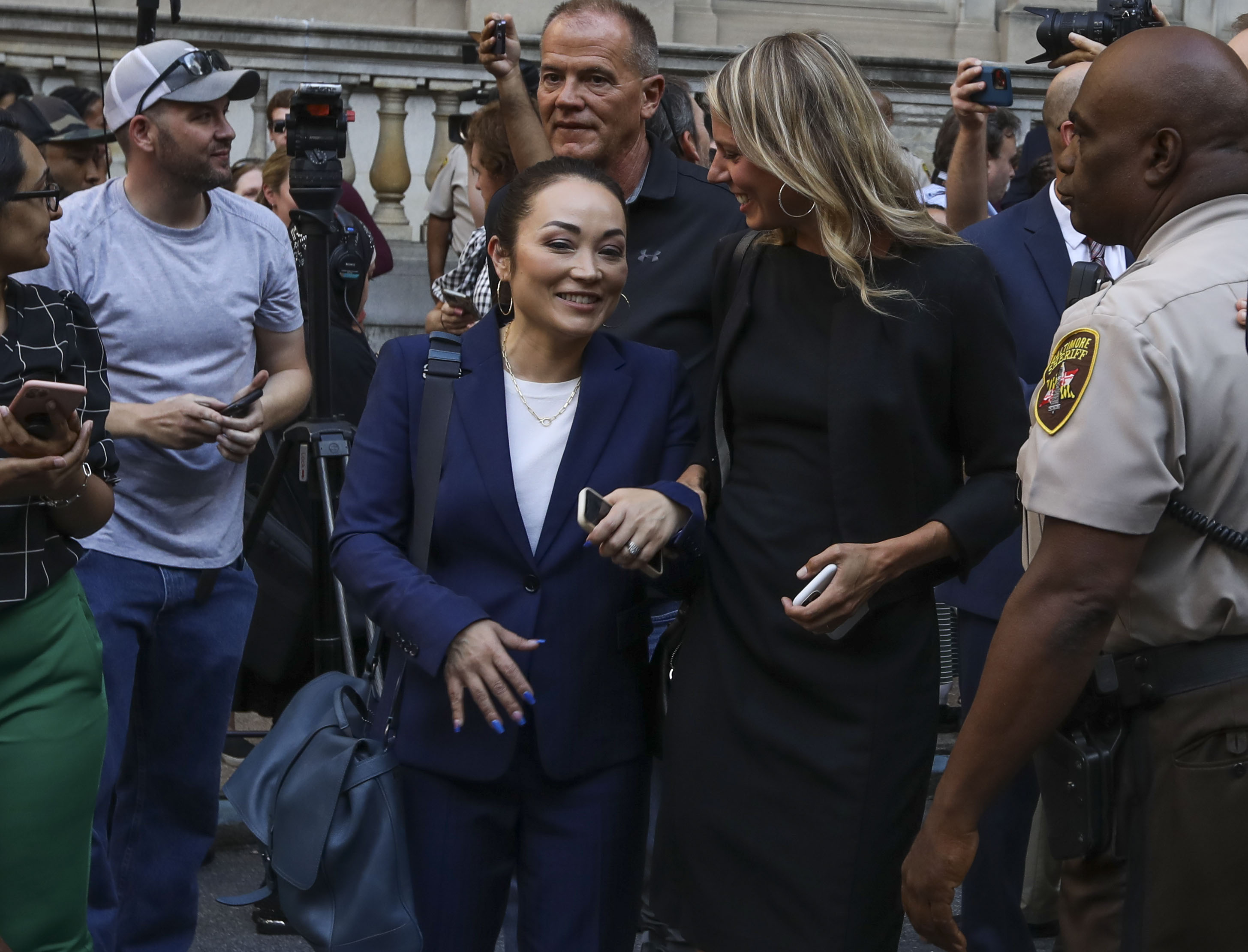 Erica Suter, attorney for Adnan Syed, leaves a court hearing on September 19, 2022, which ended with the overturn of the conviction of prisoner Adnan Syed, whose case was chronicled in the hit podcast ‘Serial’. Syed served more than twenty years in prison for the murder of his girlfriend, Hae Min Lee, in 1999.