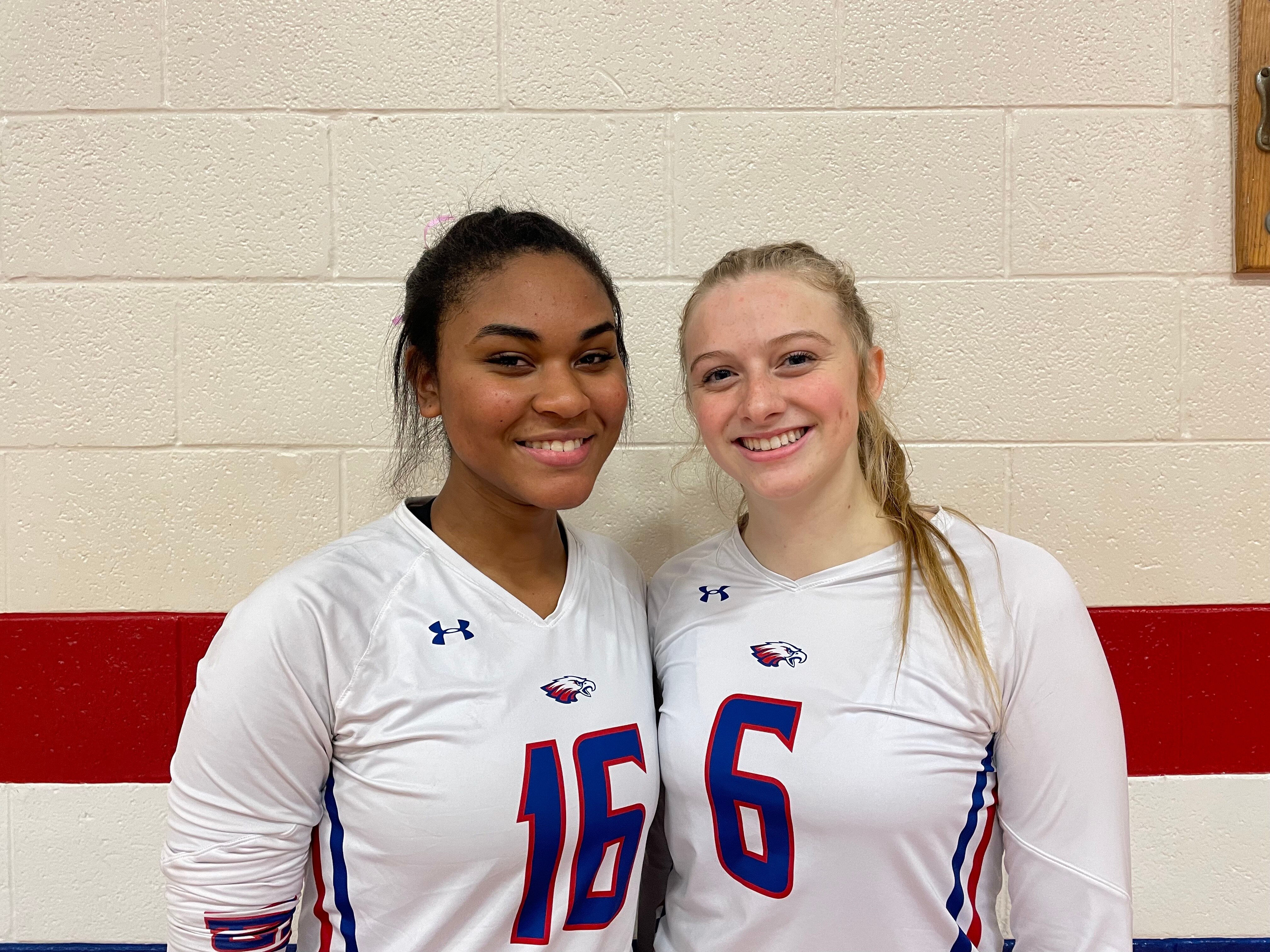 Middle hitters Skylar Brown (16) and Kaley Maclellan (6) combined for 18 kills as No. 3 Centennial remained undefeated with a 3-1 victory over No. 4 River Hill Wednesday night. The Eagles need one more win to clinch their first Howard County championship since 2012.