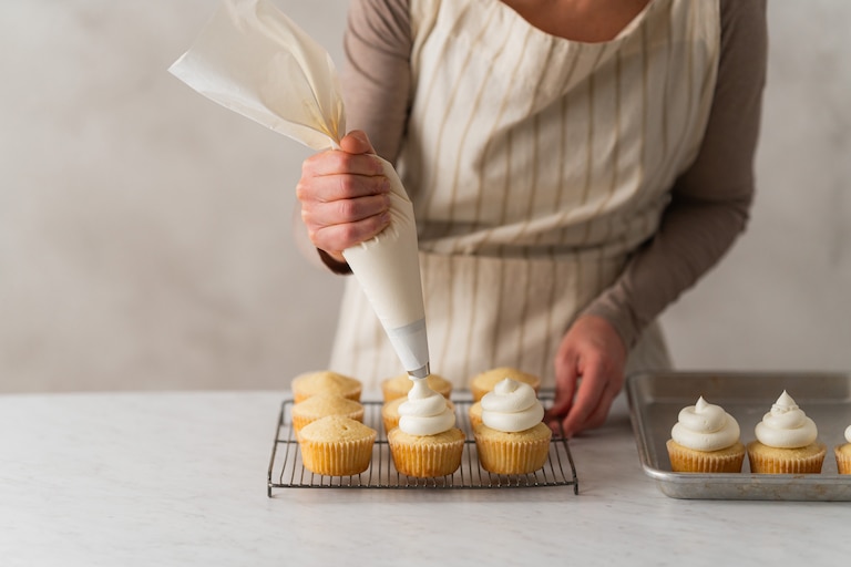 Sally McKenney prepares Coconut Hi-Hat Cupcakes. The recipe is featured in her bestselling cookbook, "Sally's Baking 101."