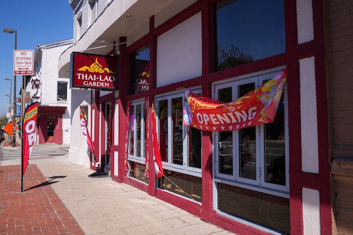 Exterior of Thai-Lao Garden in the Canton neighborhood of Baltimore, Md. on Wednesday, April 8, 2026. The restaurant replaced the Charming Elephant, which closed in recent months.