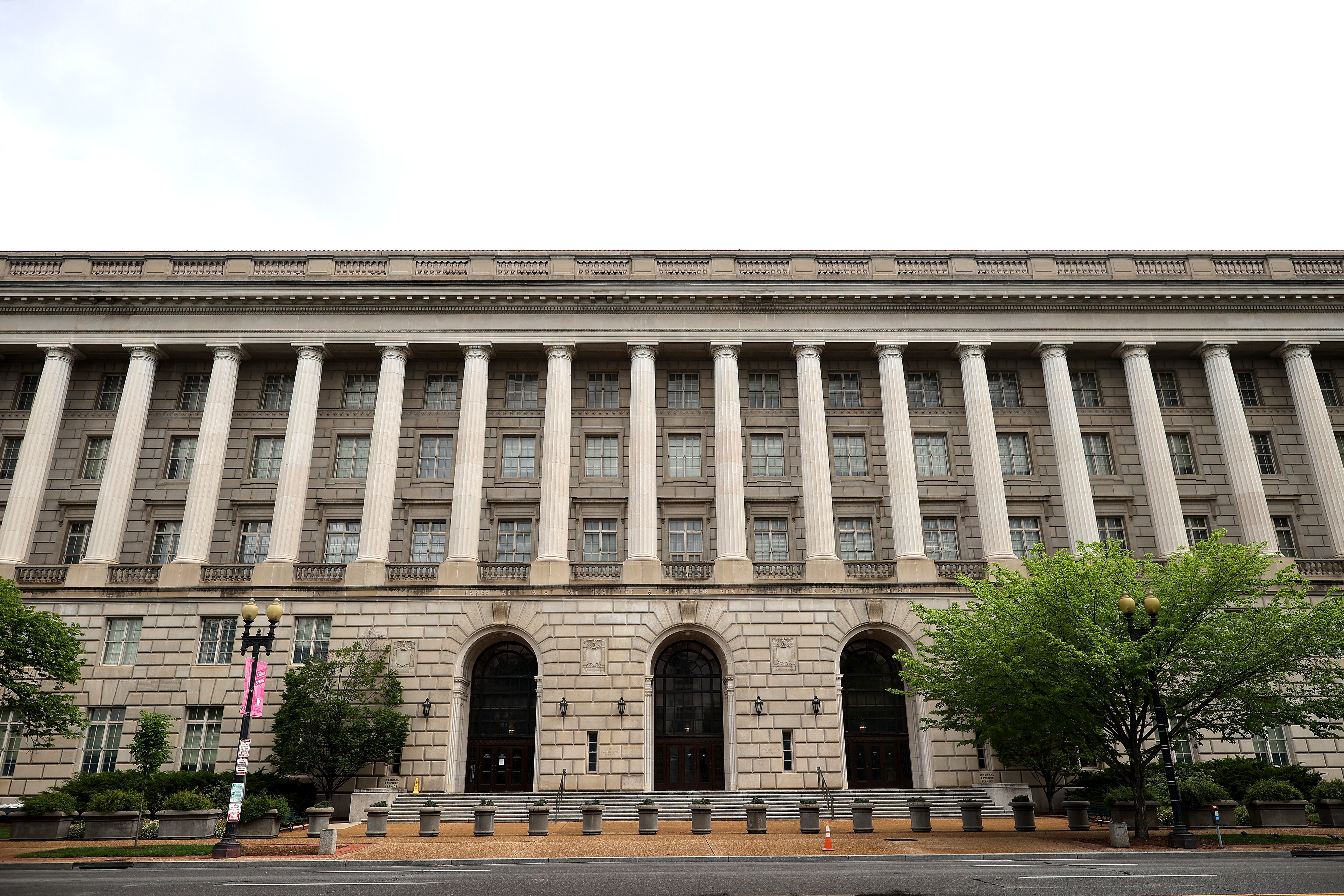 WASHINGTON, DC - APRIL 27: The Internal Revenue Service headquarters building appeared to be mostly empty April 27, 2020 in the Federal Triangle section of Washington, DC.