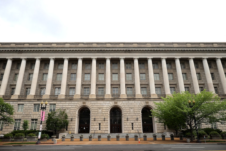 WASHINGTON, DC - APRIL 27: The Internal Revenue Service headquarters building appeared to be mostly empty April 27, 2020 in the Federal Triangle section of Washington, DC.