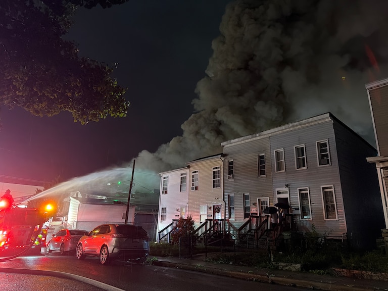 Baltimore firefighters battle a 3-alarm fire in South Baltimore on Saturday, June 4, 2026.