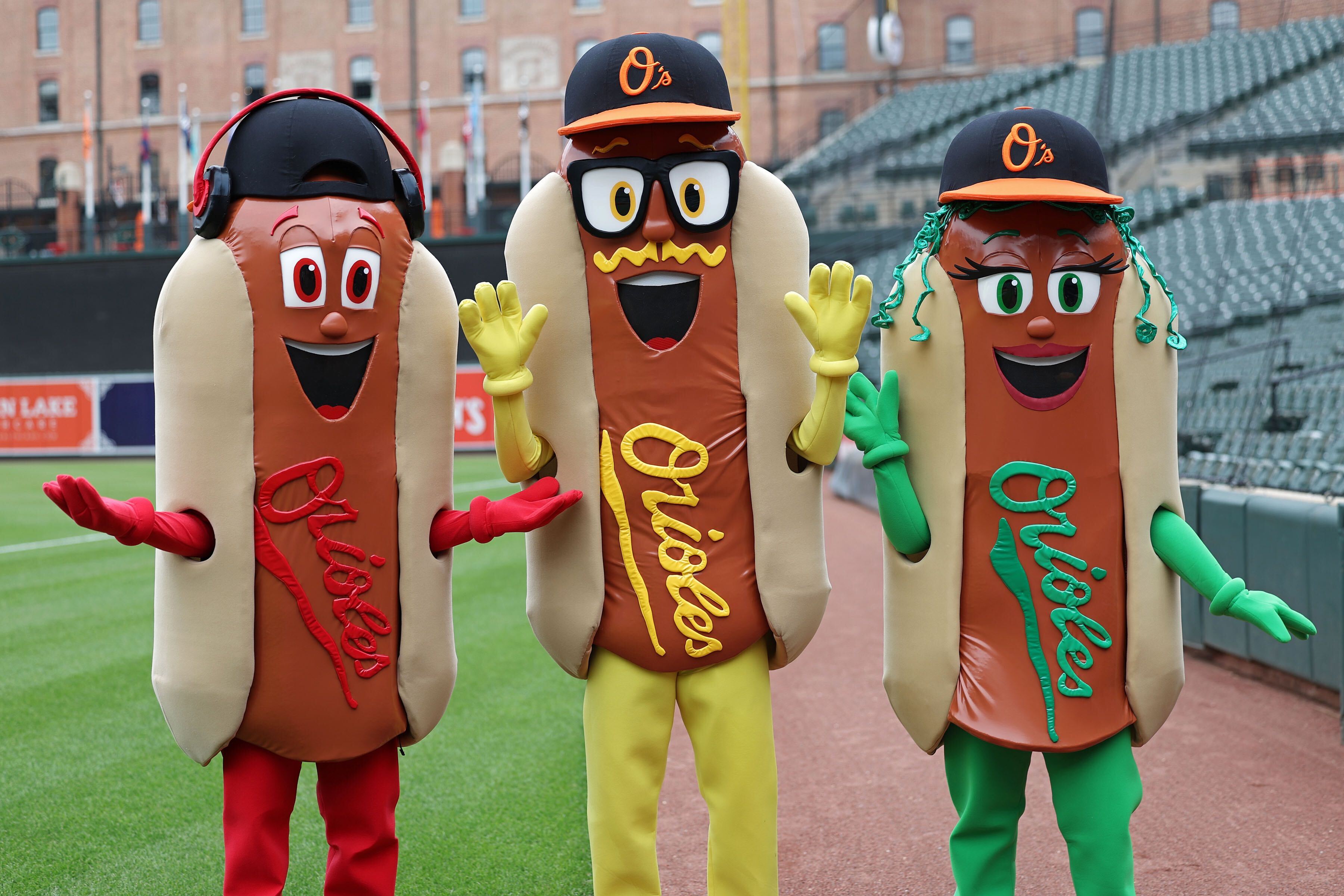 The ketchup, mustard and relish hot dogs will race at least a dozen more times at Camden Yards this season. (Photo courtesy of the Orioles)