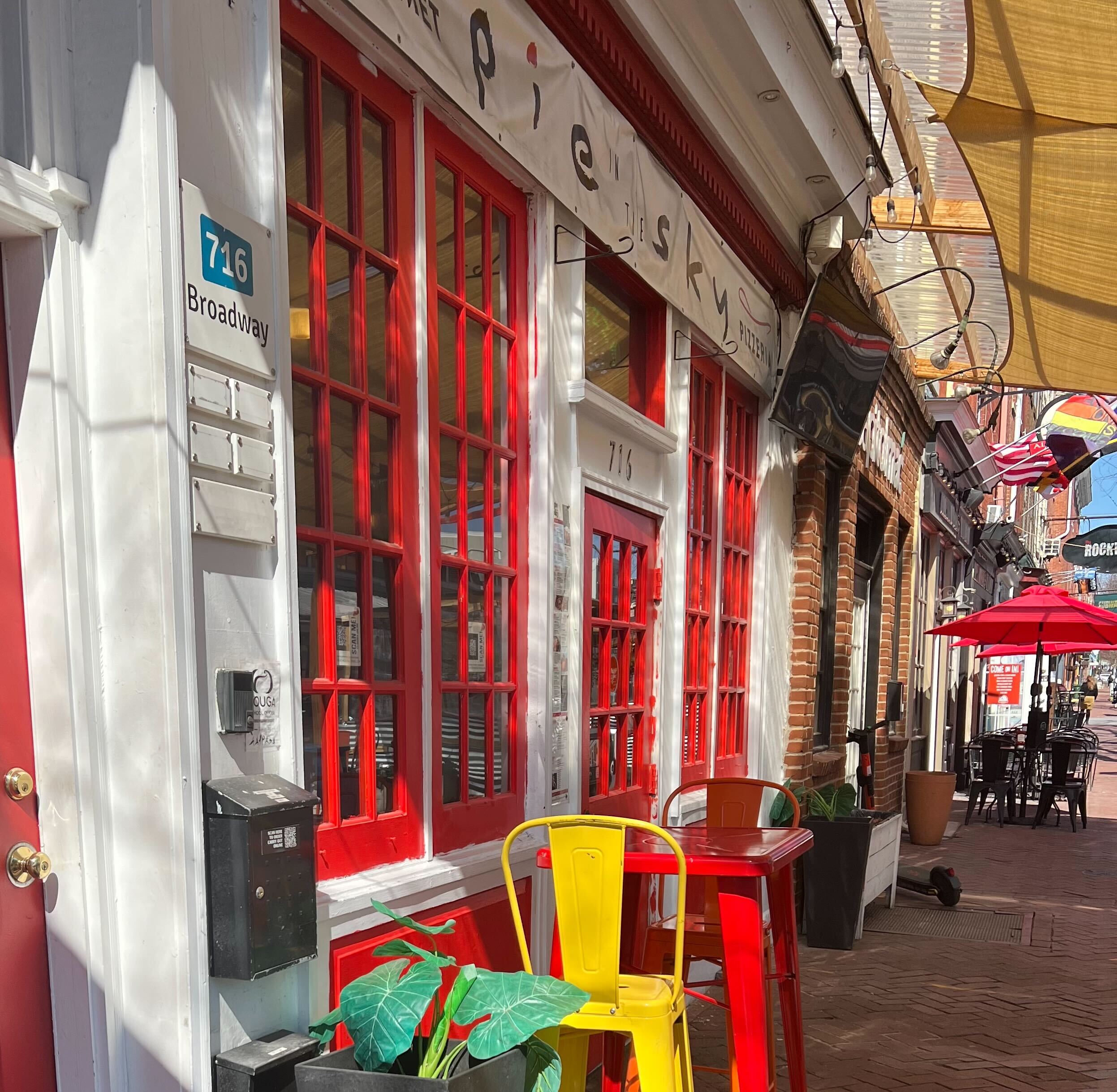 A man was shot and wounded by a security guard Sunday morning at Pie in The Sky pizzeria in Fells Point.