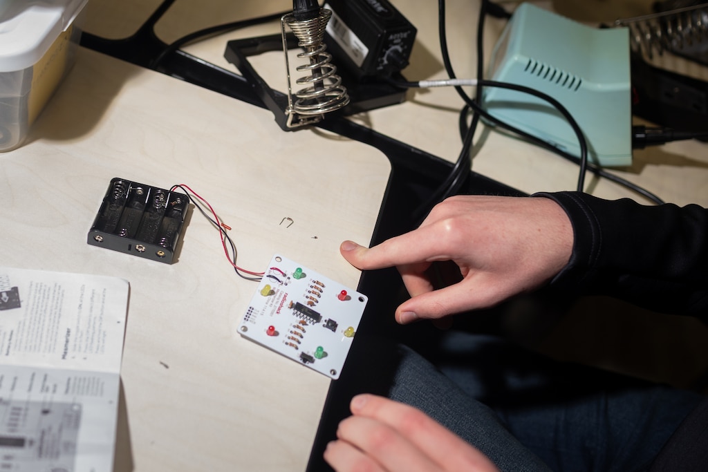 A student solders for their drone project. The Rockville Science Center announced it will have to move from its current location and is asking the community to help raise funds for a permanent home. The center connects K-12 students to on-site STEM programs including robotics and drone engineering, for which students have taken top honors in national competitions.