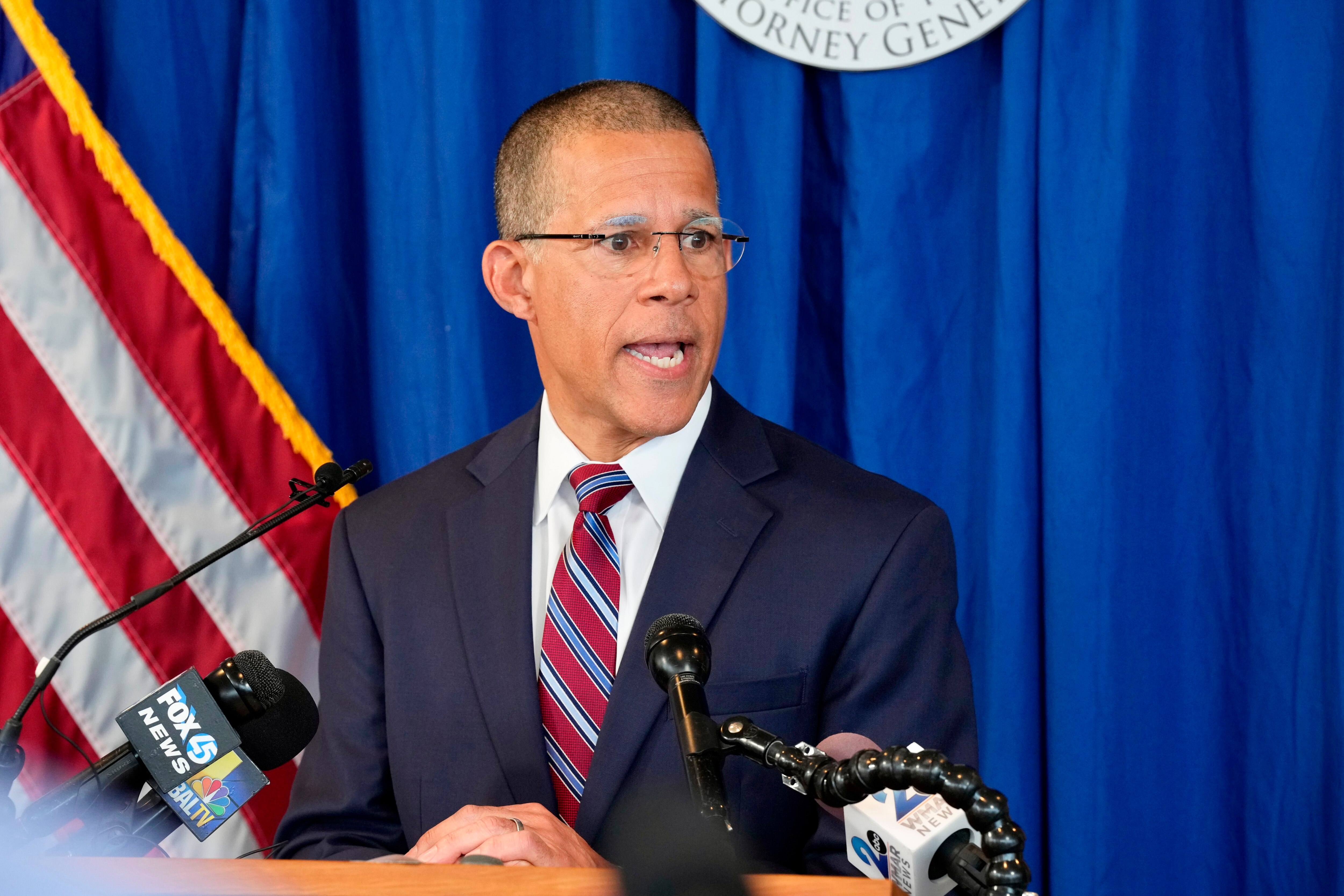 Maryland  Attorney General Anthony Brown speaks at a news conference in April 2023.