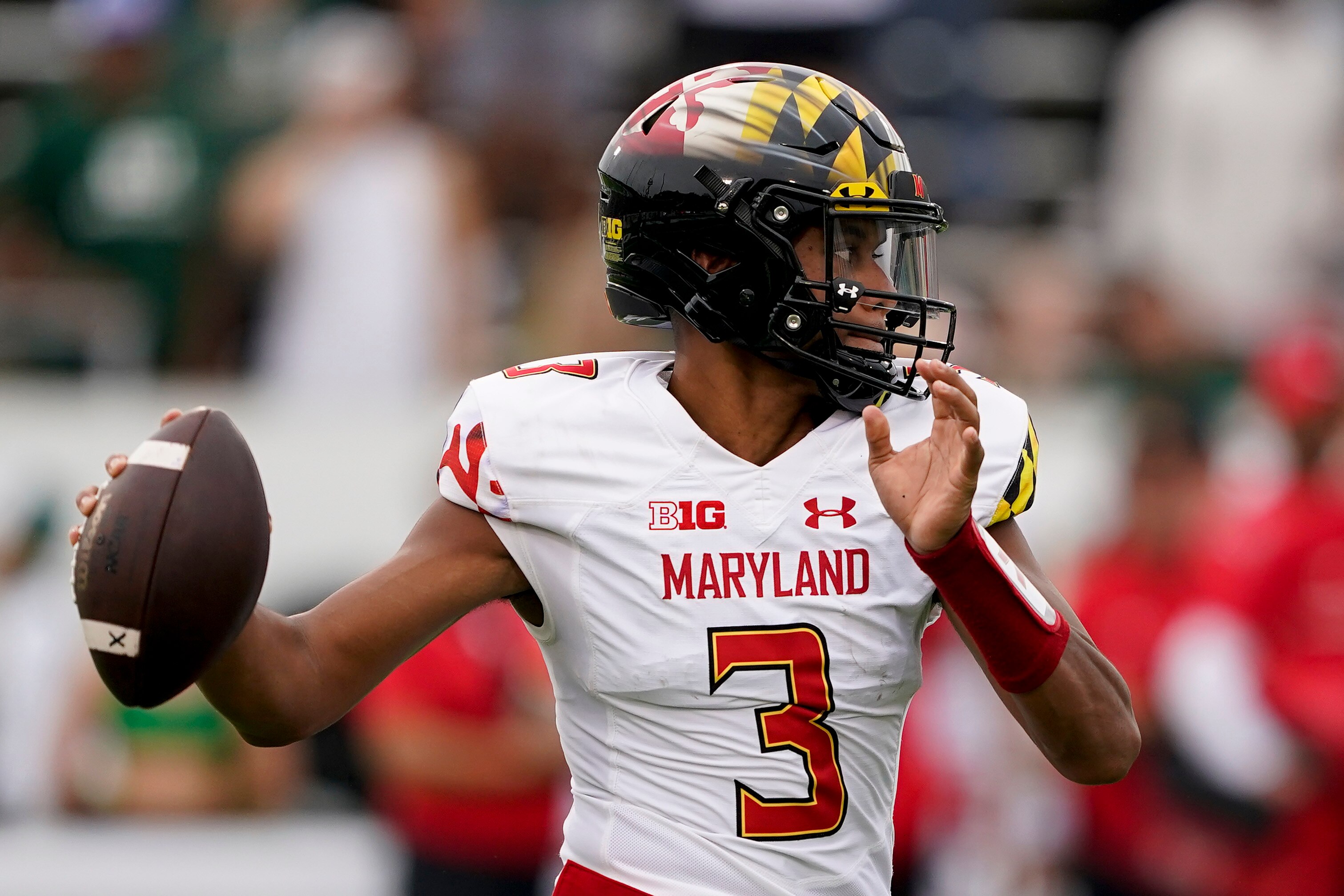 Maryland quarterback Taulia Tagovailoa passes against Charlotte during the first half of an NCAA college football game on Saturday, Sept. 10, 2022, in Charlotte, N.C.