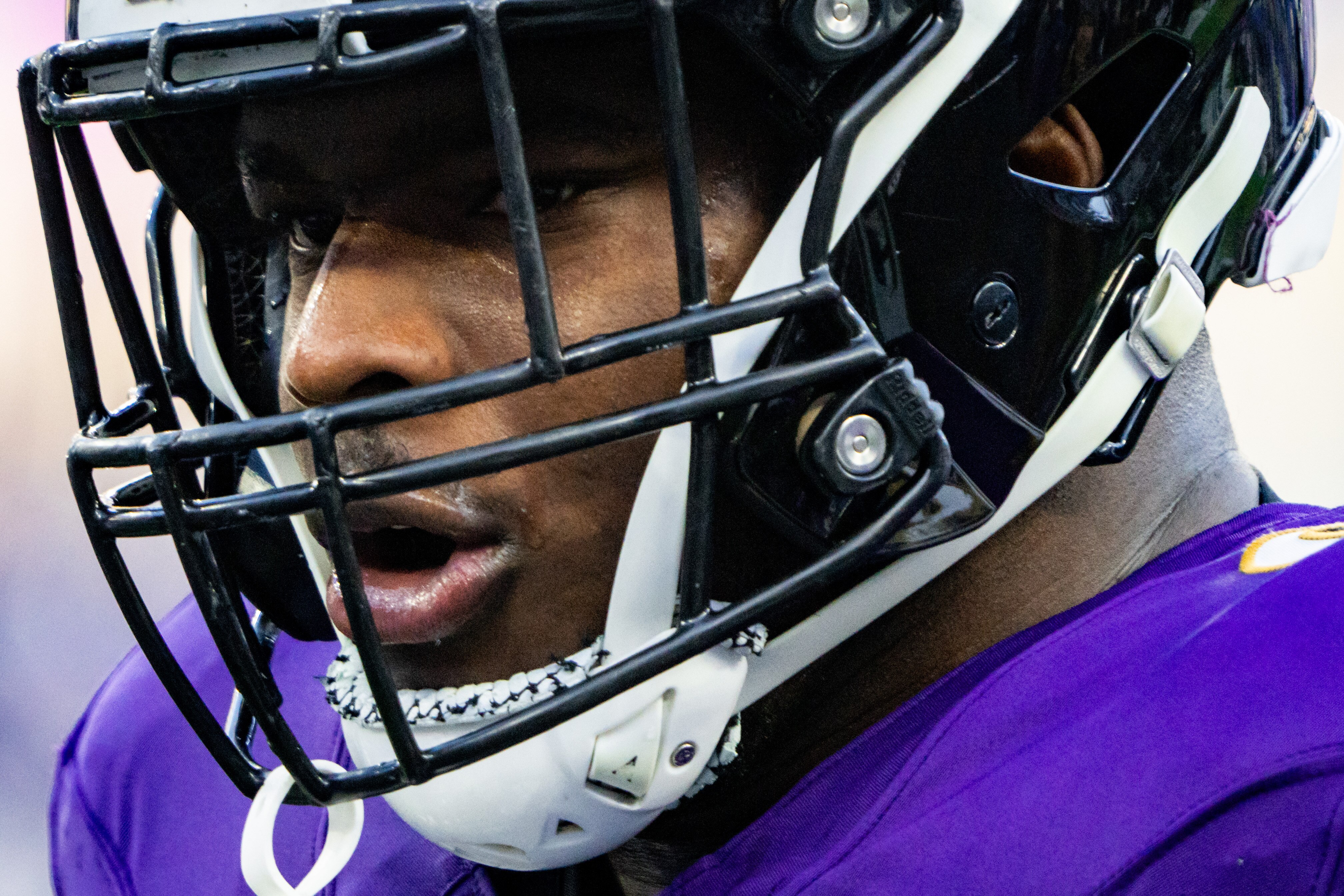 Baltimore Ravens defensive tackle Justin Madubuike (92) is seen during warmups before the game against the Houston Texans at M&T Bank Stadium on Saturday, Jan. 20, 2024.
