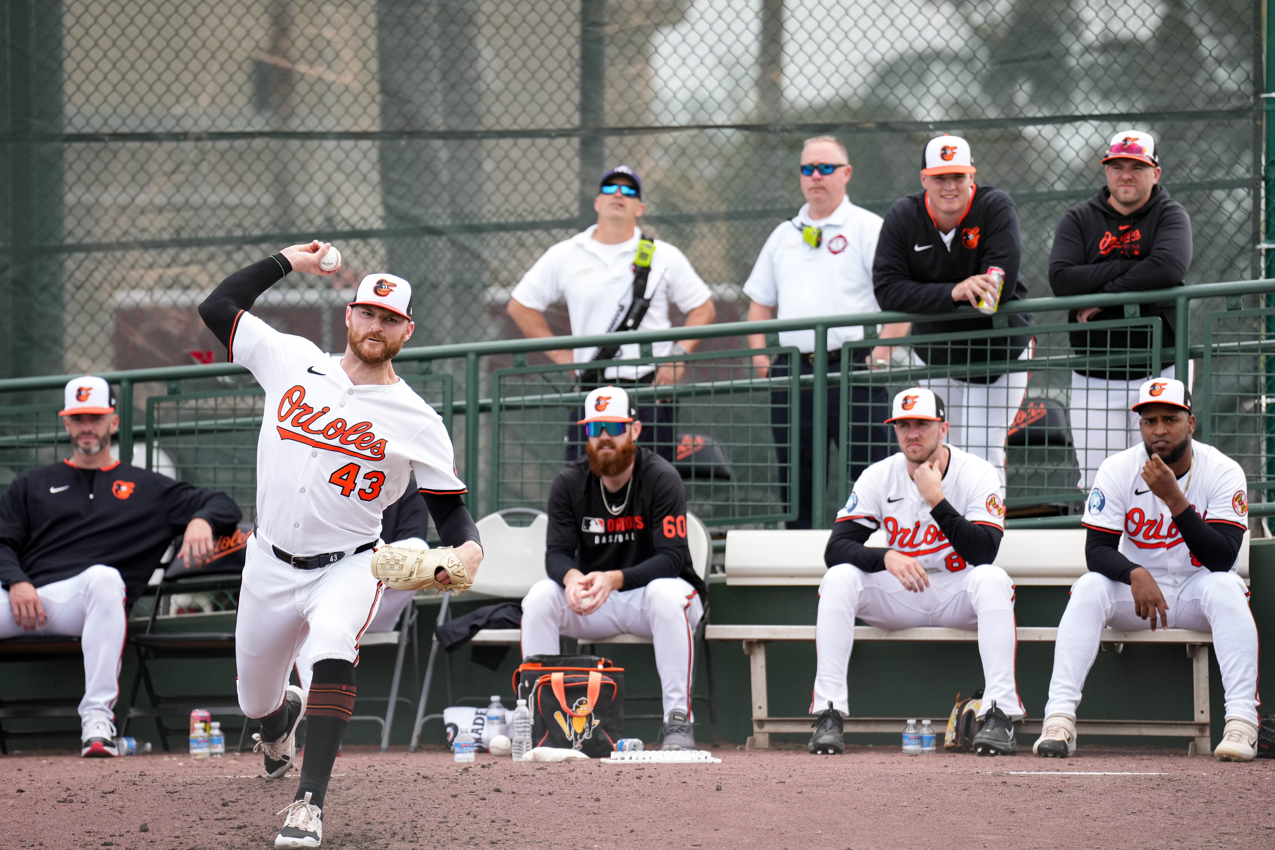 Orioles pitcher Bryan Baker, pictured warming up during a spring training game, had a 5.01 ERA in 23 1/3 innings last season.