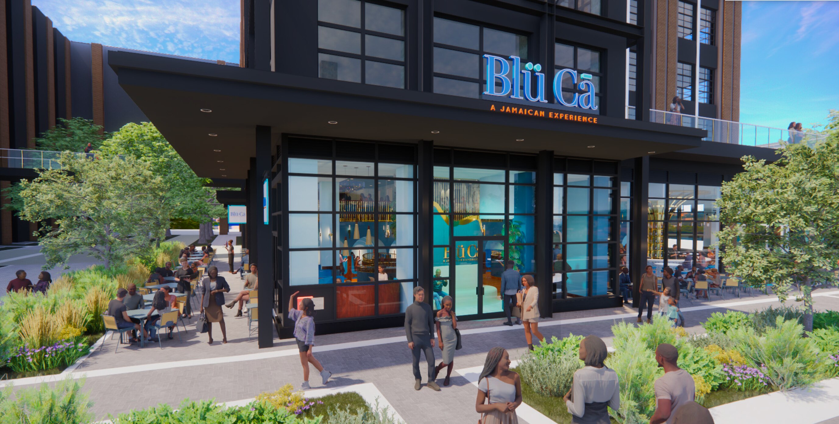 Rendering of Jamaican restaurant at Baltimore Peninsula