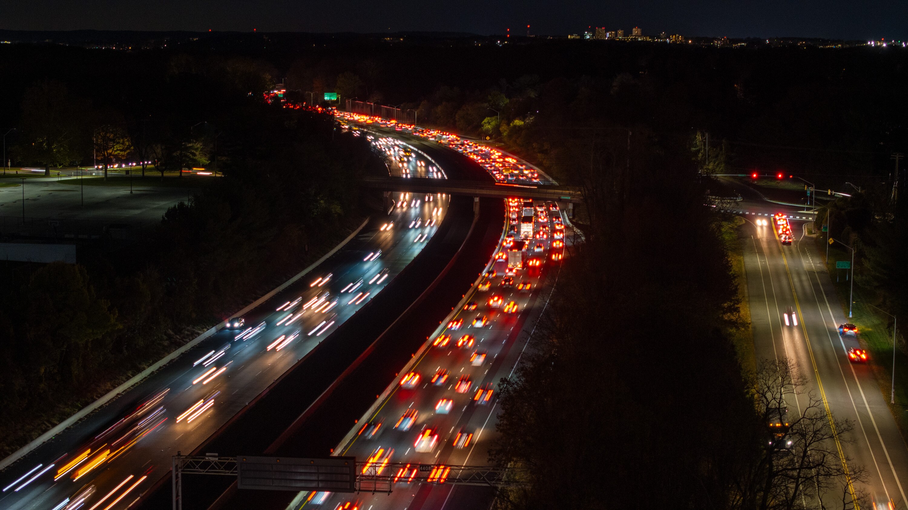 Traffic on the inner loop of I-695 backs up near Park Heights during the evening rush hour.