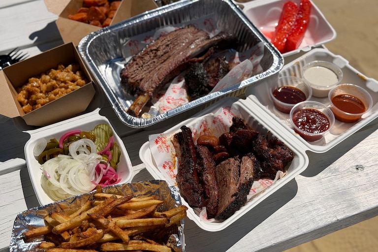 A selection of smoked meats and sides from Slicen Dyson.