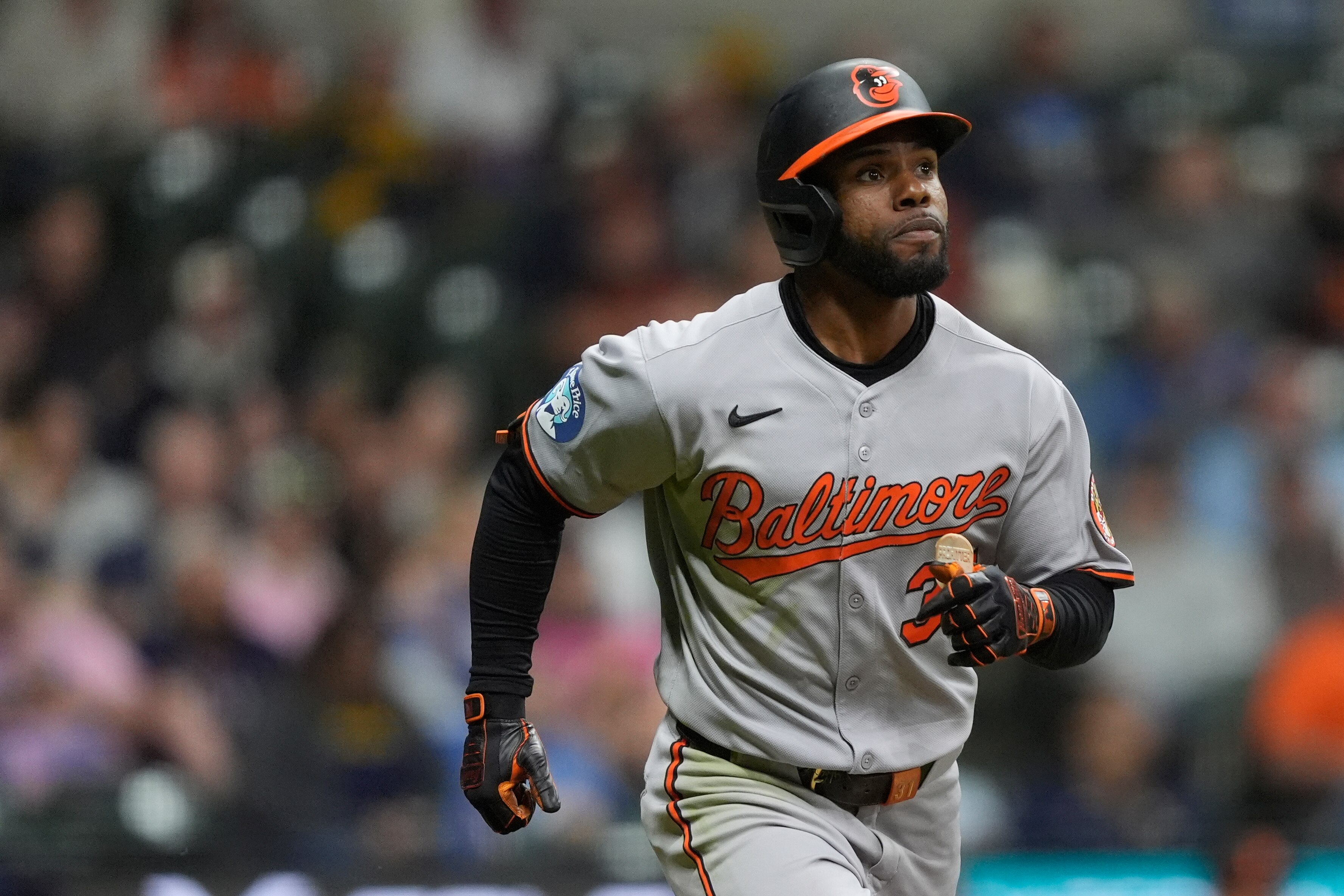 Baltimore Orioles' Cedric Mullins rounds the bases after hitting a three-run home run against the Milwaukee Brewers in May. 