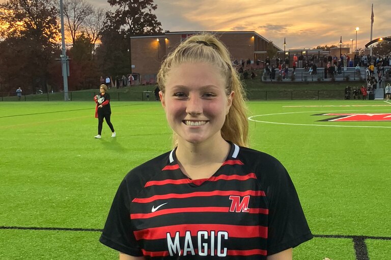 Peyton Schenning was again the spark for Mercy soccer Wednesday. The senior scored two goals as the No. 2 Magic defeated Notre Dame Prep, 4-1, in the IAAM A Conference semifinals, to advance to the championship game Saturday.