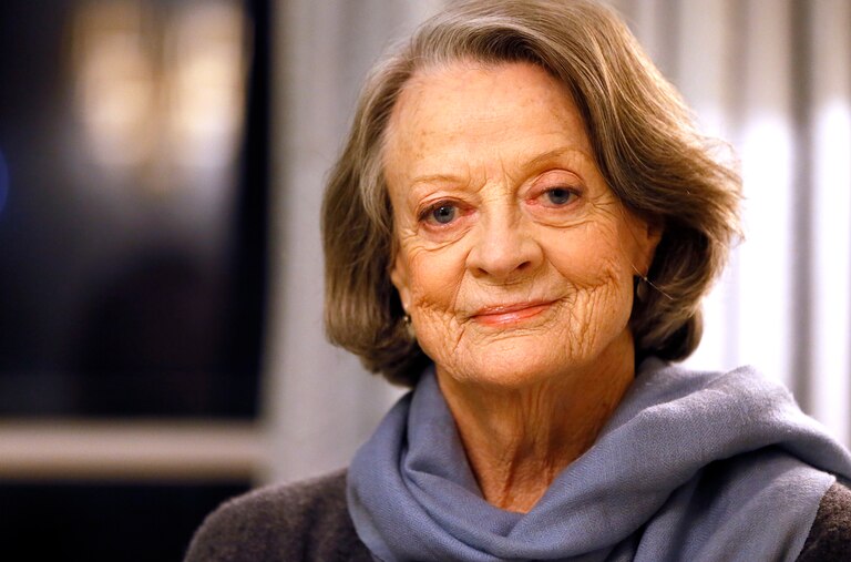British actress Dame Maggie Smith poses in London