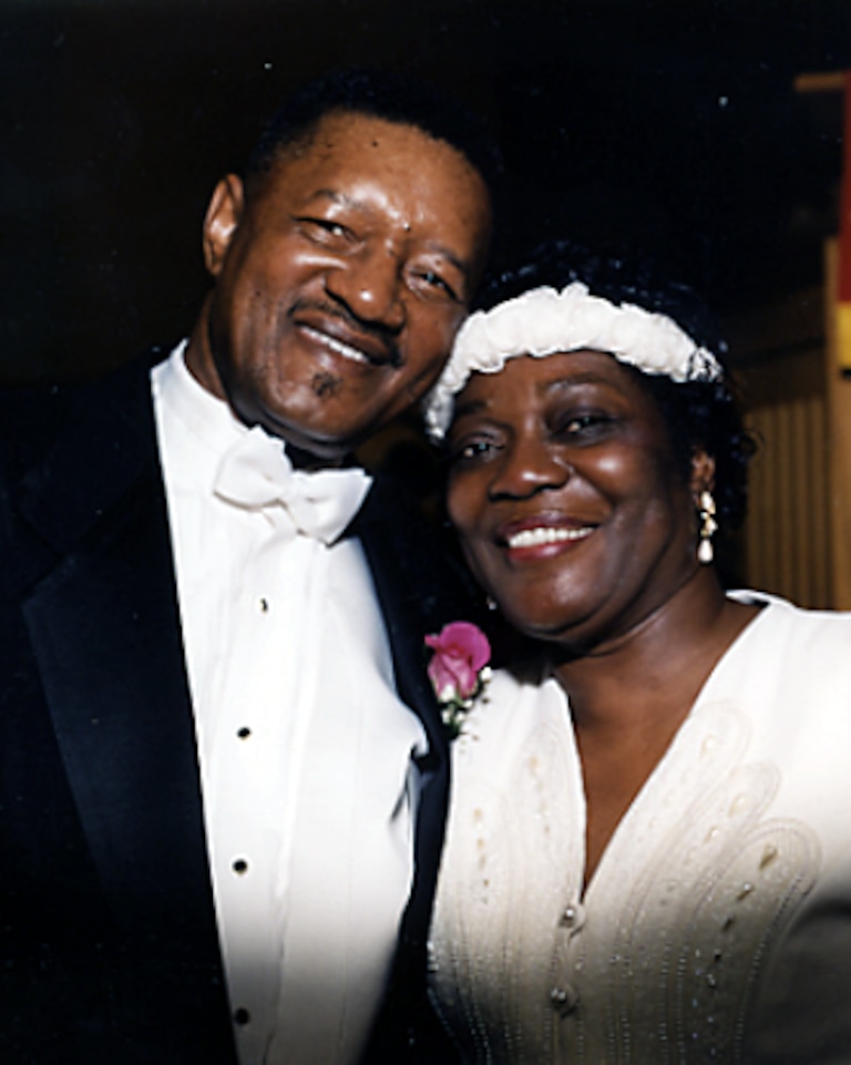 Helen Anderson-Cokley with her husband Theodore Cokley at their wedding in 1996.