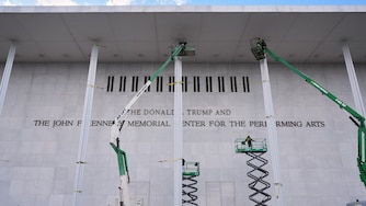 New signage, The Donald J. Trump and The John F. Kennedy Memorial Center for the Performing Arts, is unveiled on the Kennedy Center, Friday, Dec. 19, 2025, in Washington.