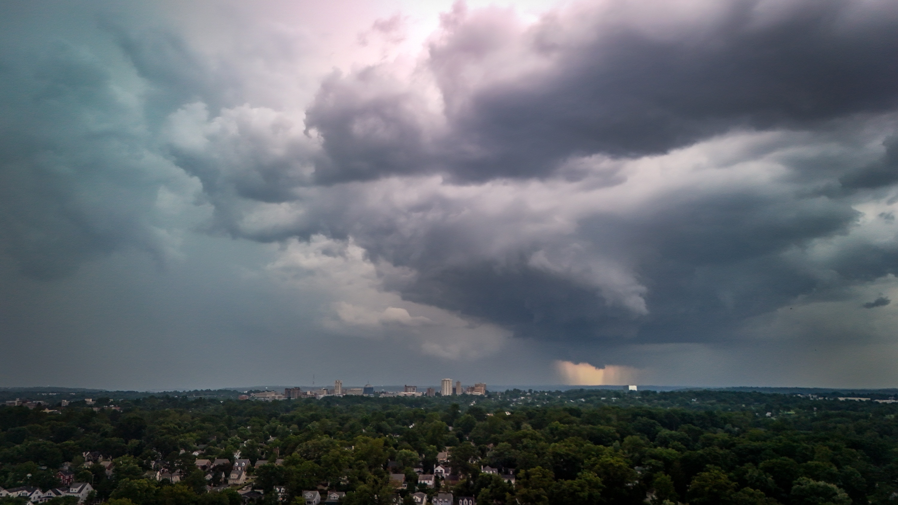 A severe thunderstorm moves through Towson, July 8, 2025.