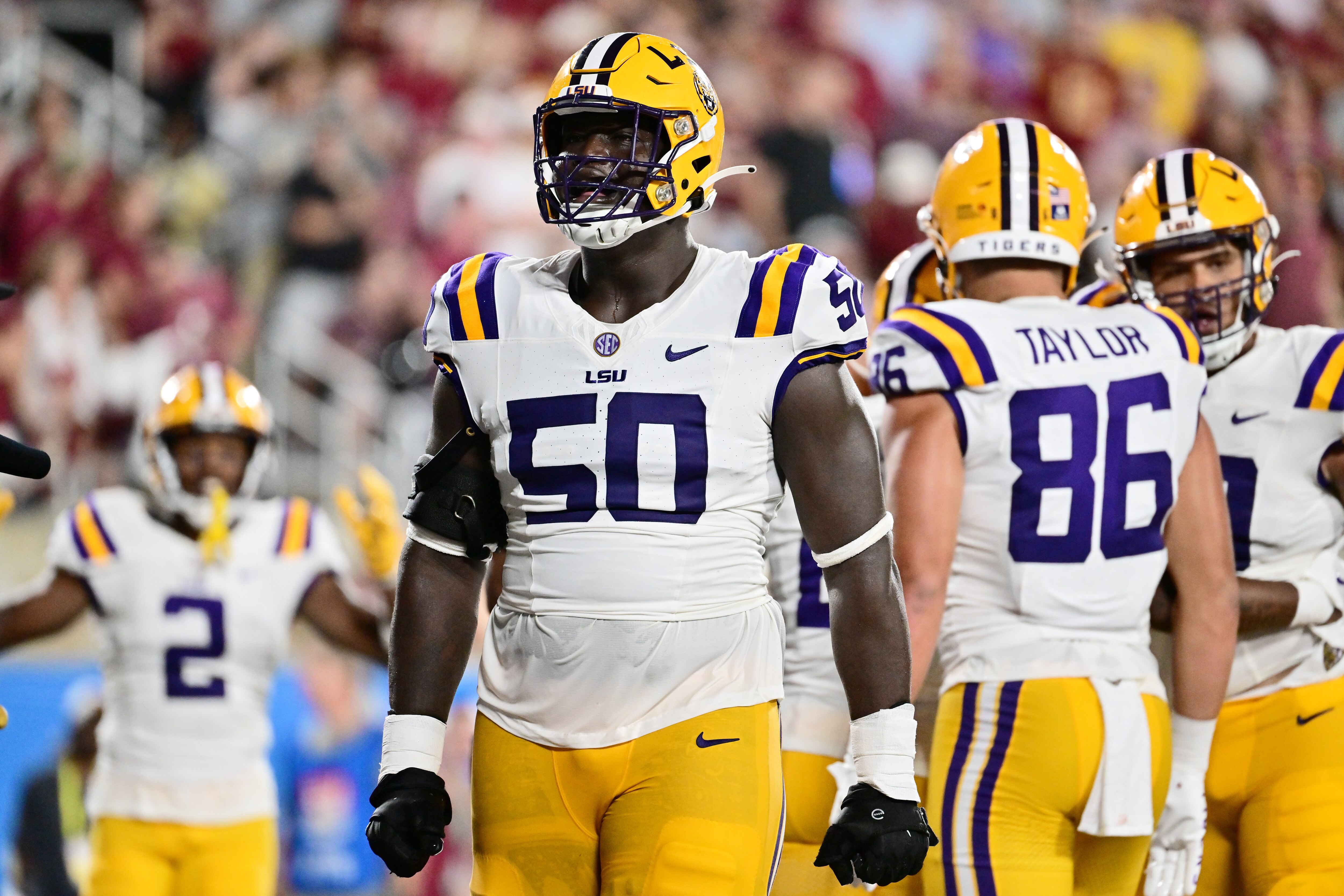 Emery Jones Jr. of LSU was the Ravens’ third-round draft pick in April but has a shoulder injury that is expected to sideline him for the start of training camp.