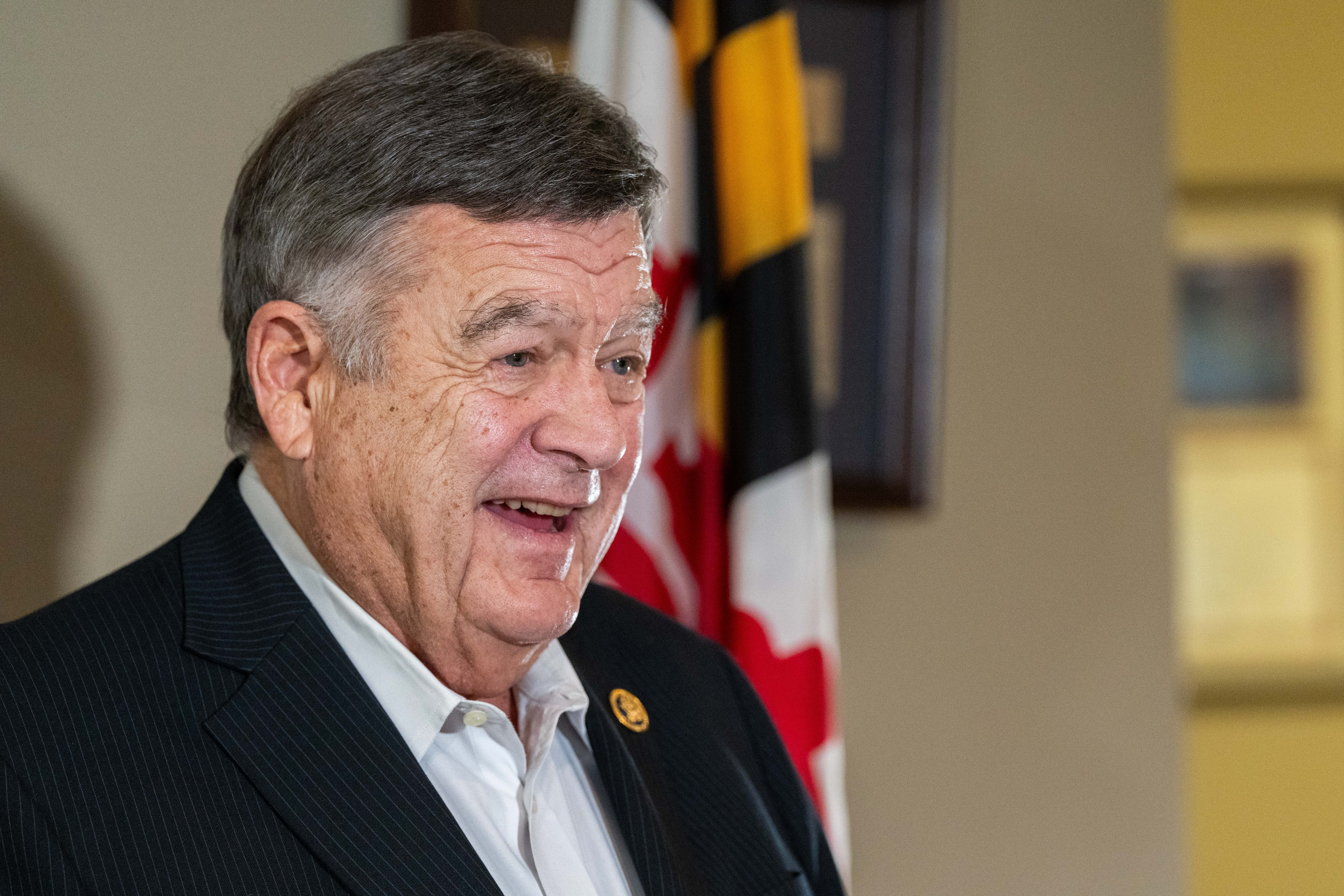 Rep. Dutch Ruppersberger speaks in his office in Timonium, Md. after announcing that he will not seek reelection on Friday, Jan. 26, 2024.