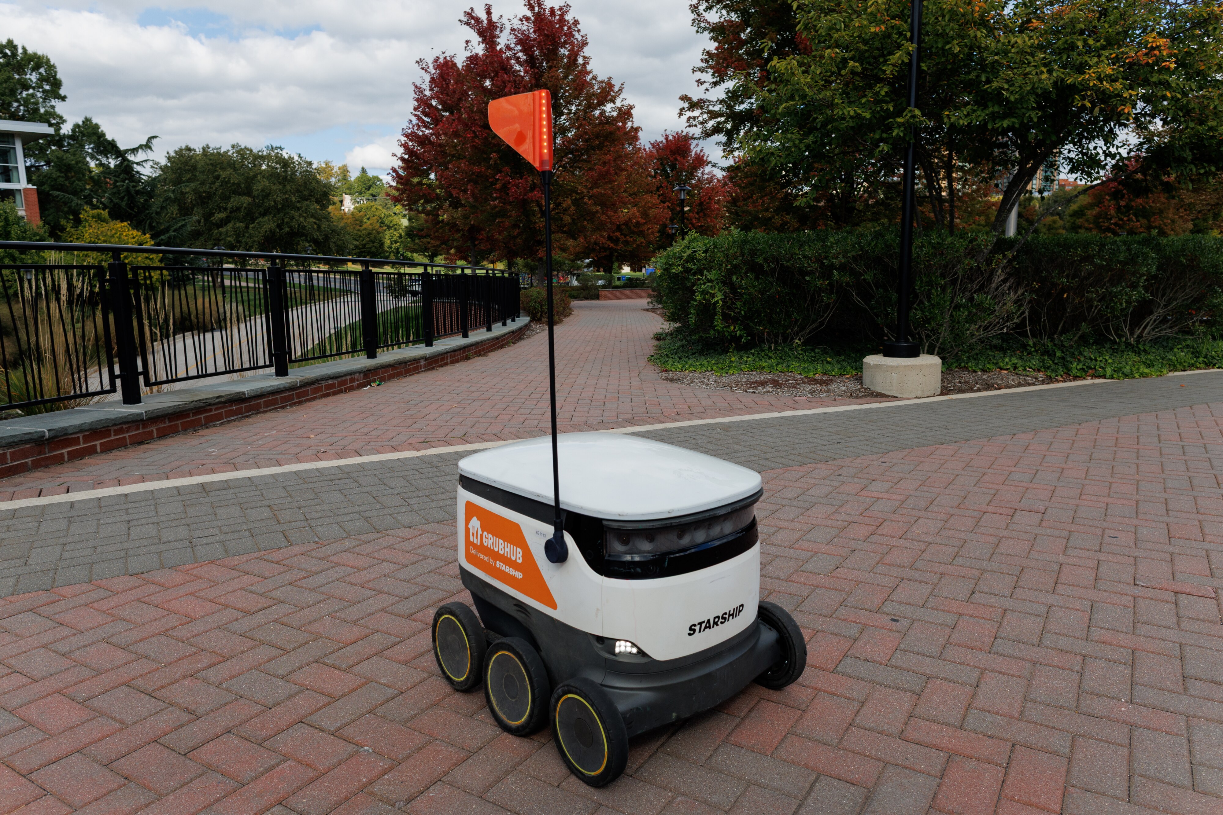 A fleet of 14 food-delivery robots at the Baltimore County university tends to hungry students.
