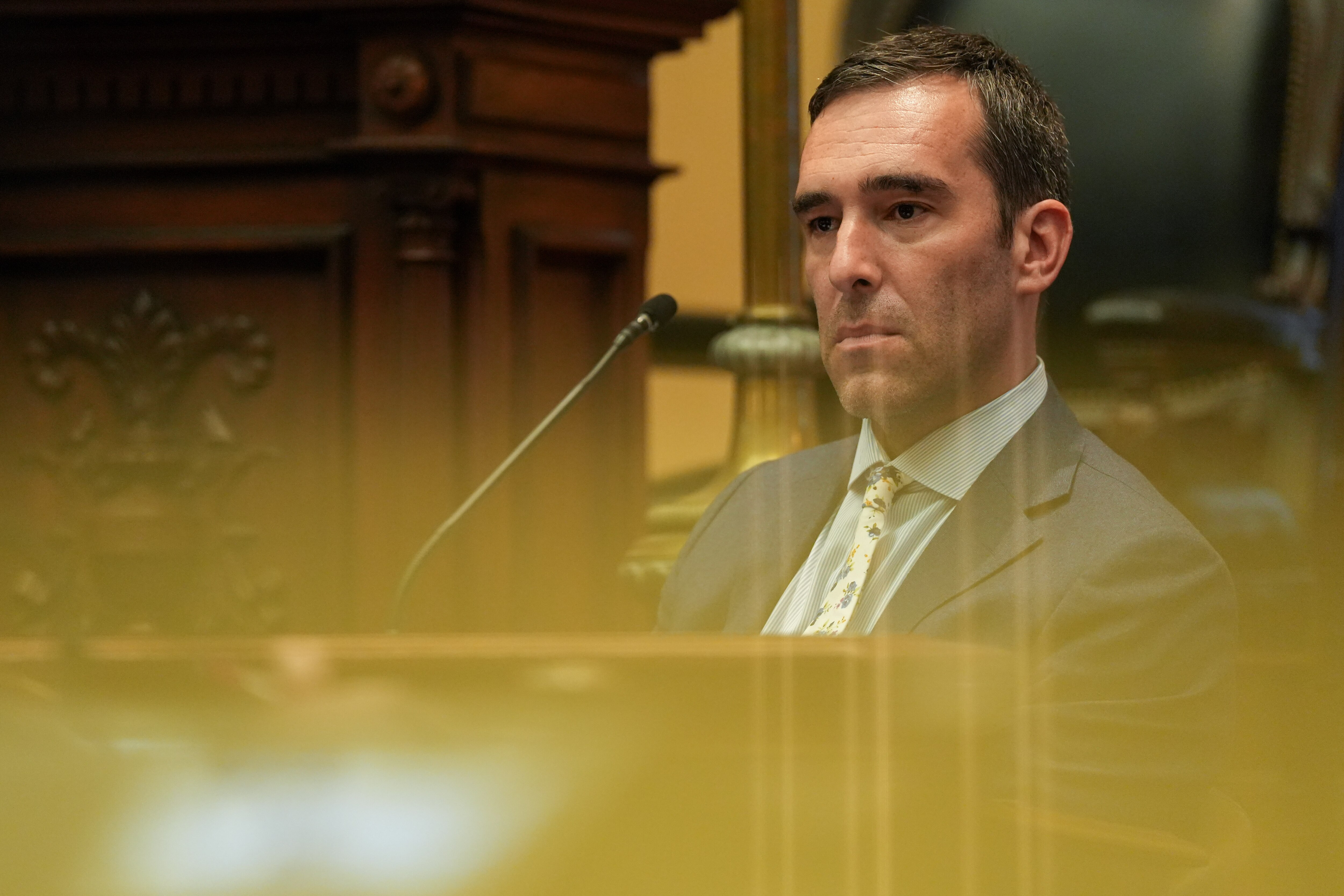 Baltimore City Councilman Zeke Cohen listens during a hearing with members of the Baltimore City Council’s Public Safety and Government Operations Committee inside Baltimore City Hall on Wednesday, Aug. 23.