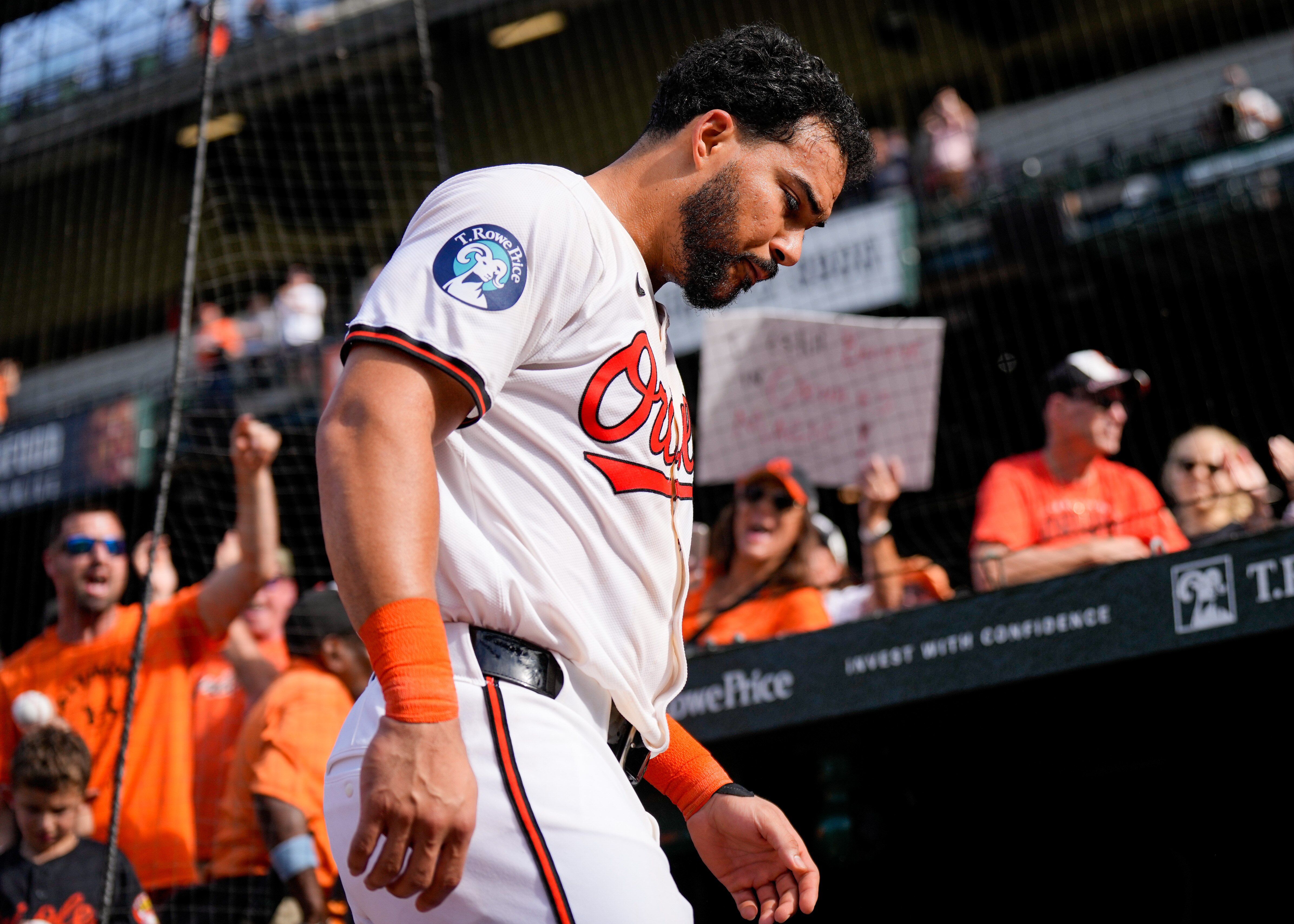 Fans cheer Anthony Santander after his walk-off home run Thursday against the Giants at Camden Yards.