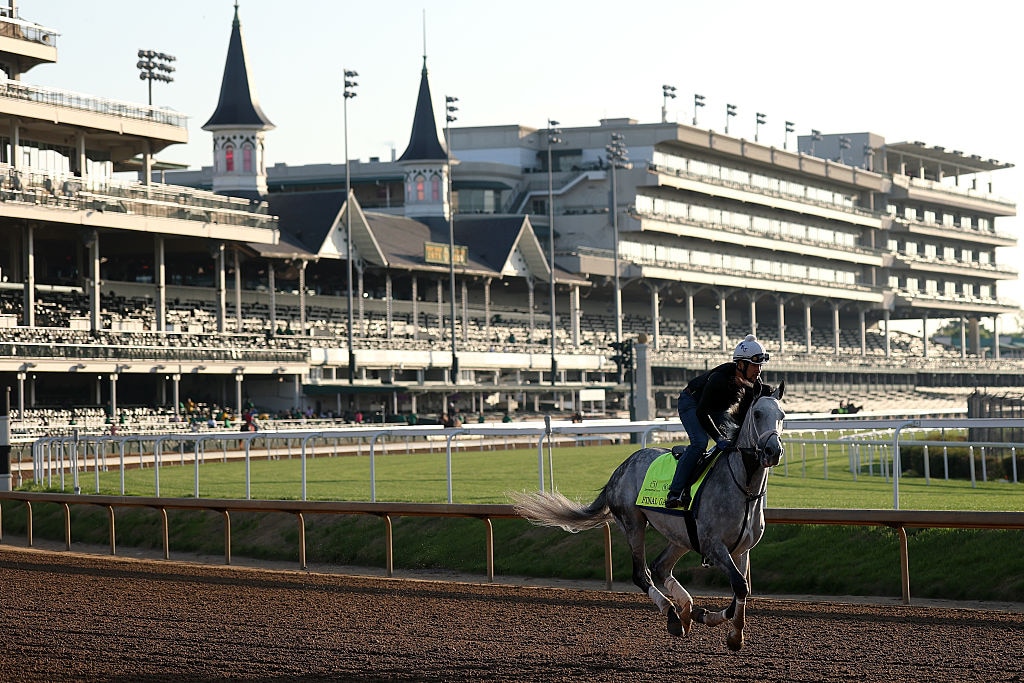 Final Gambit trains on the track during morning workouts prior to the 151st Kentucky Derby at Churchill Downs on May 02, 2025 in Louisville, Kentucky.