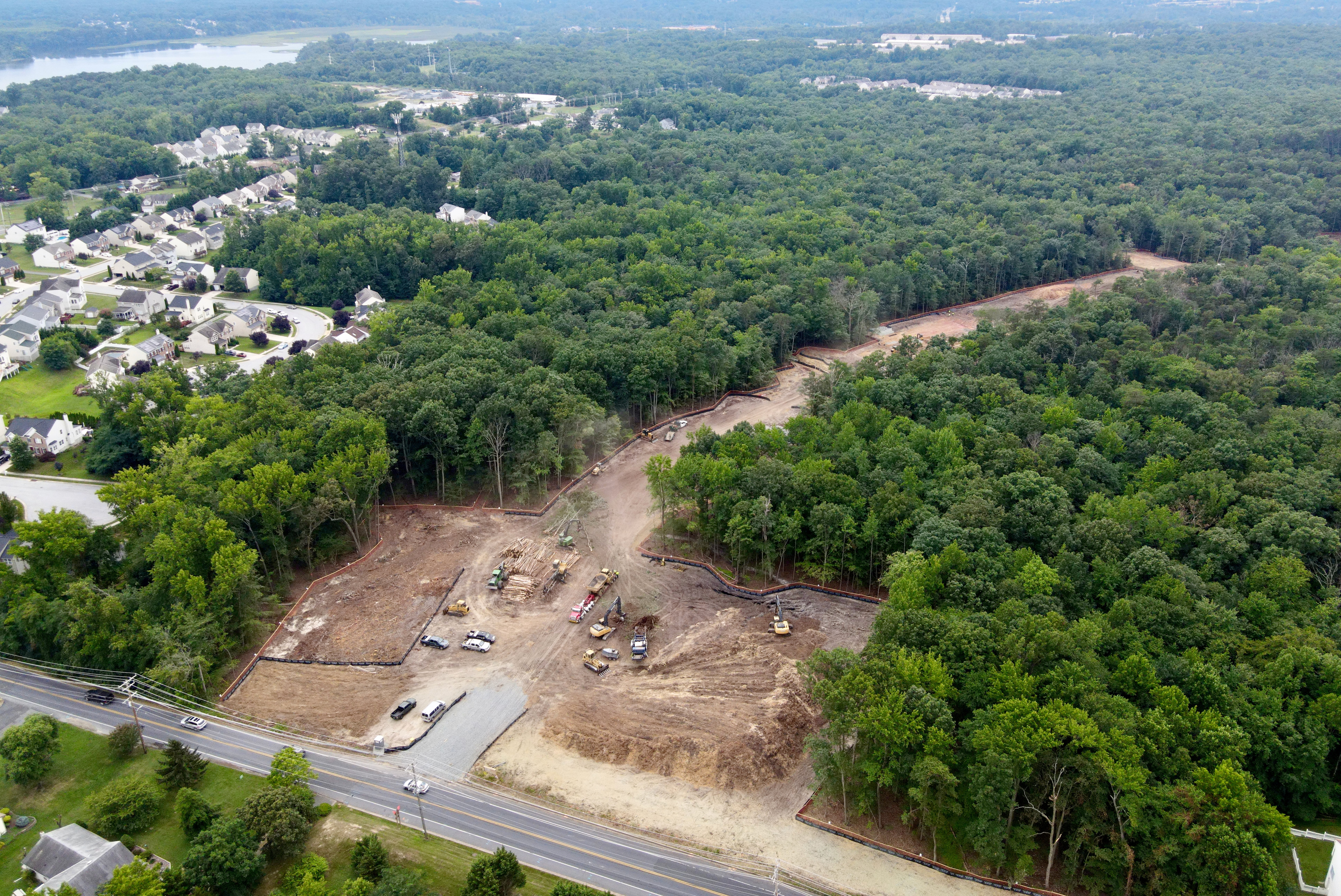 Construction work gets underway to develop Abingdon Woods, a 326-acre wetlands and wooded forest in Maryland's Harford County, into mega warehouse space. Residents of the area and environmental organizations have challenged the development in the court.