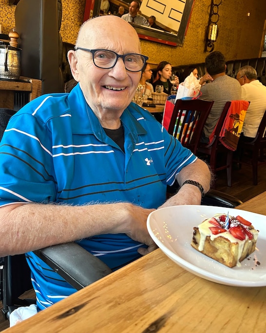 Larry Aaronson celebrating his 82nd birthday in 2024.