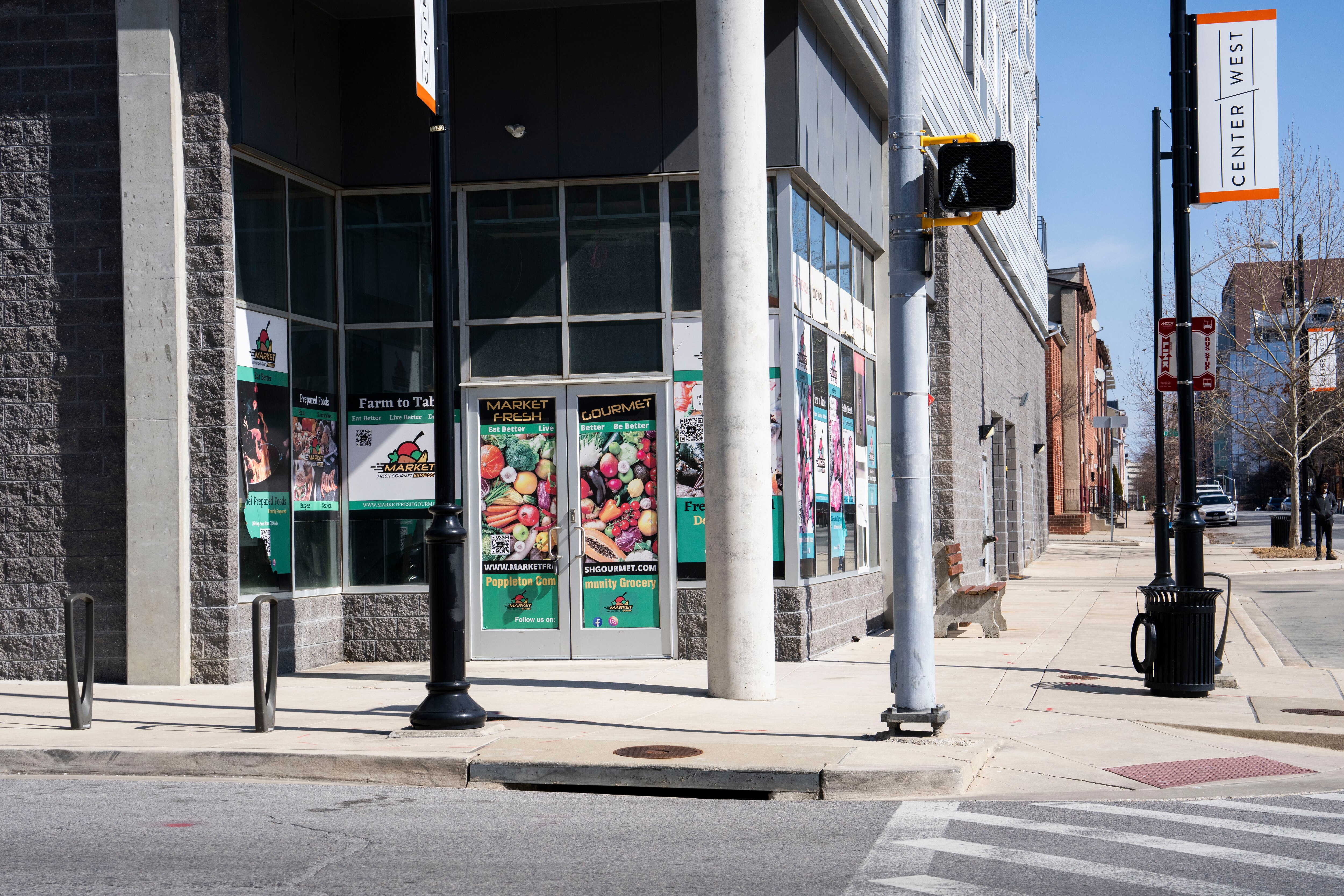 An unopened grocery store in the La Cite development in the Poppleton neighborhood of Baltimore on February 26, 2025.