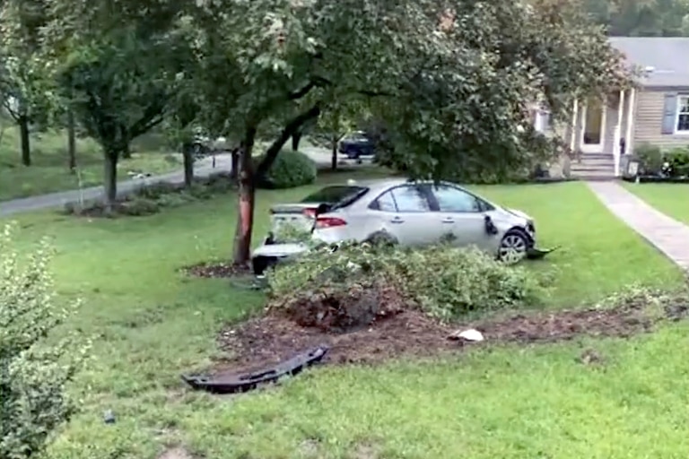 Krista Cantafio of Catonsville said she's had cars crash onto her property eight times in the past two years.